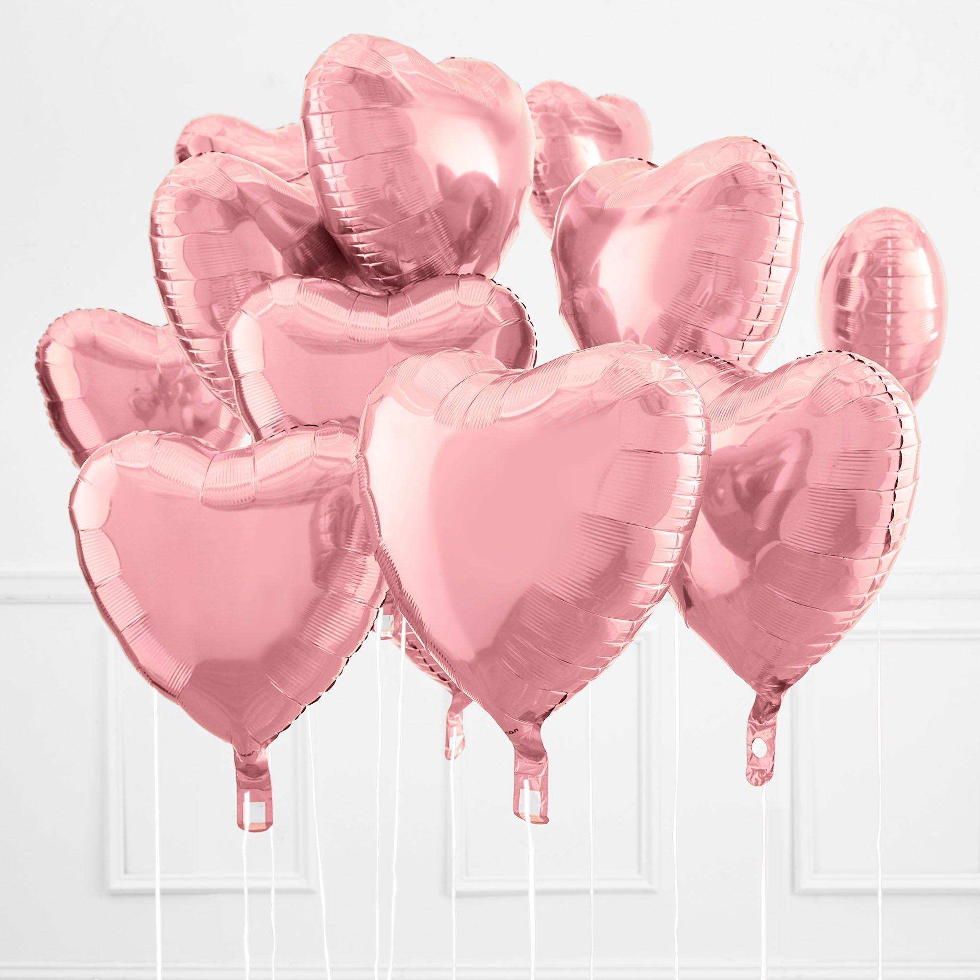 Pink Heart Foil Balloon Bouquet, 12pc