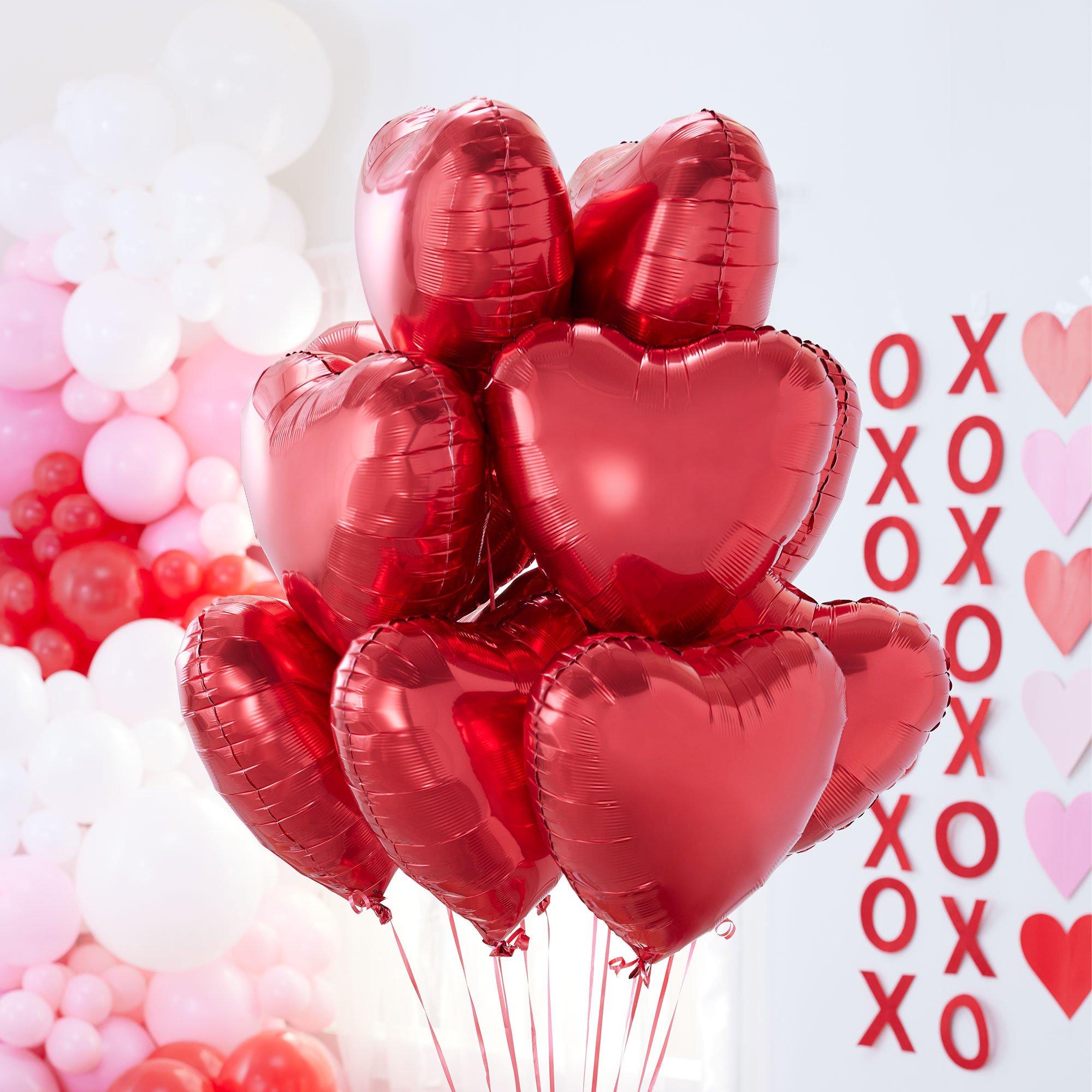 Red Heart Foil Balloon Bouquet, 12pc | Party City