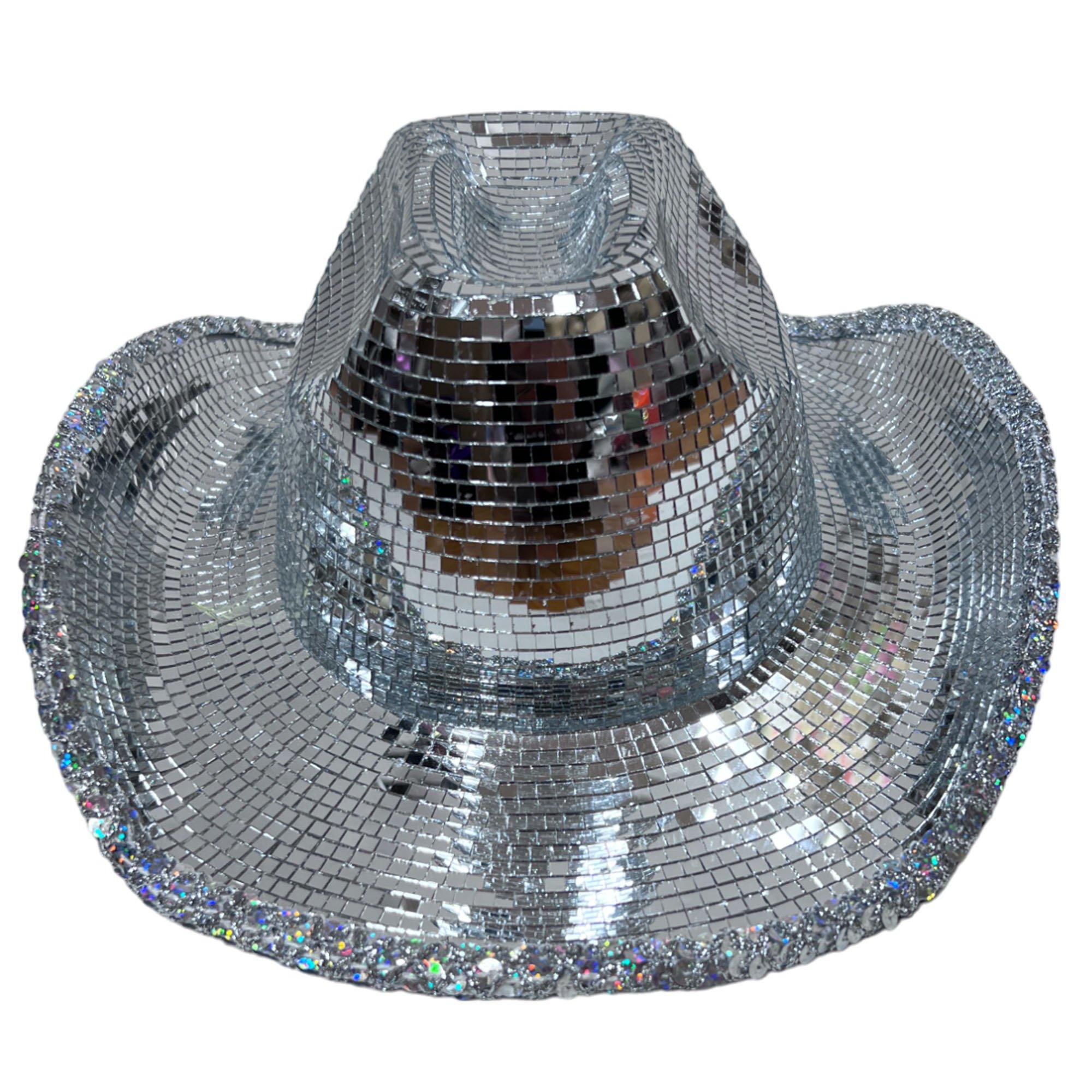 Silver Mirror Disco Cowboy Hat