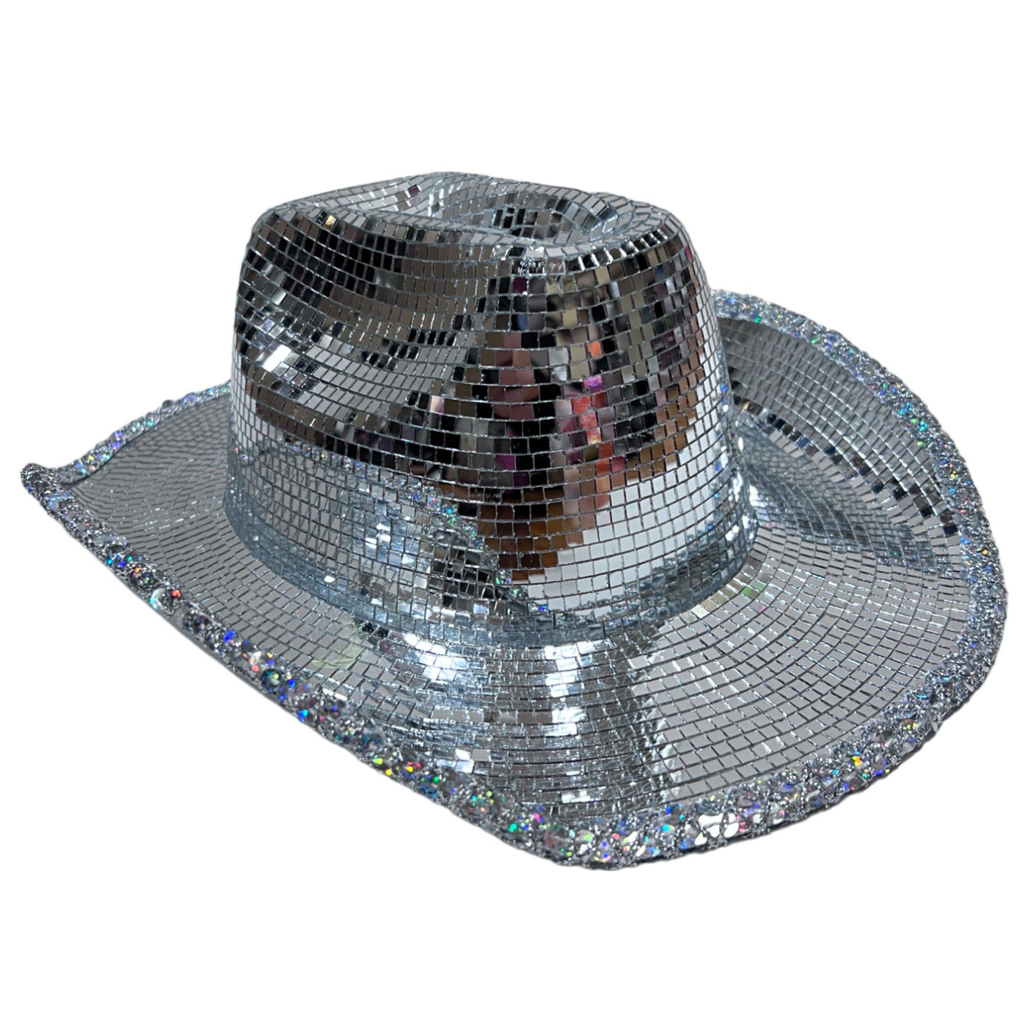 Silver Mirror Disco Cowboy Hat