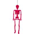 Neon Pink Black Light Reactive Flocked Skeleton Hanging Decoration, 36in