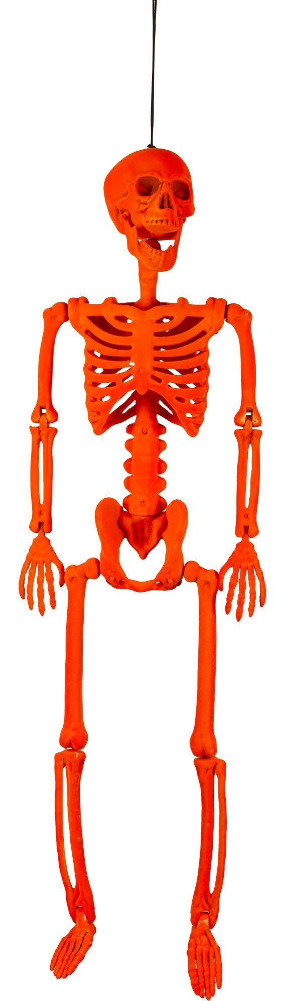 Neon Black Light Reactive Flocked Skeleton Hanging Decoration, 36in