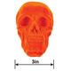 Neon Orange Black Light Reactive Flocked Skull Decoration, 3.46in