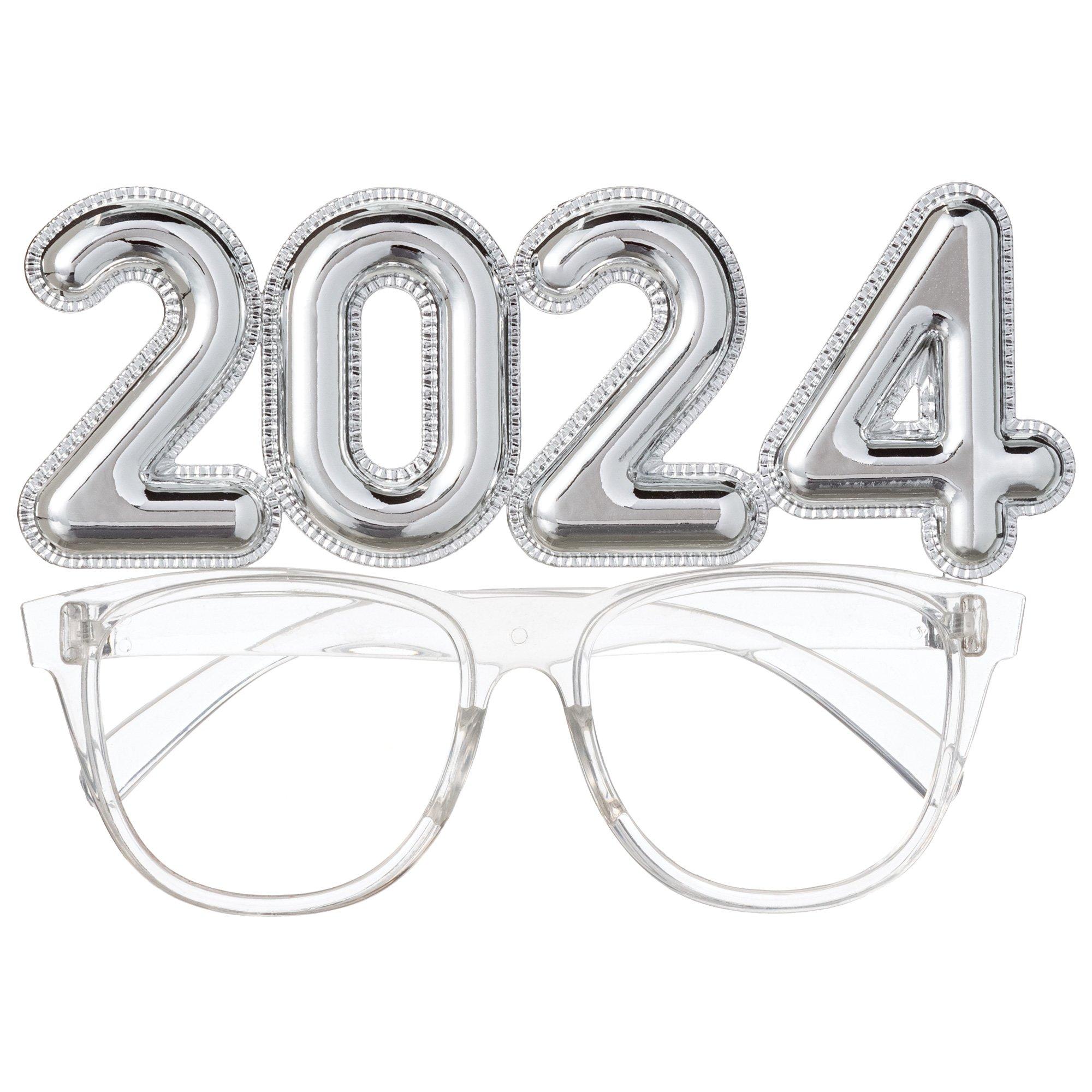 Silver 2024 Balloon Plastic Glasses Party City