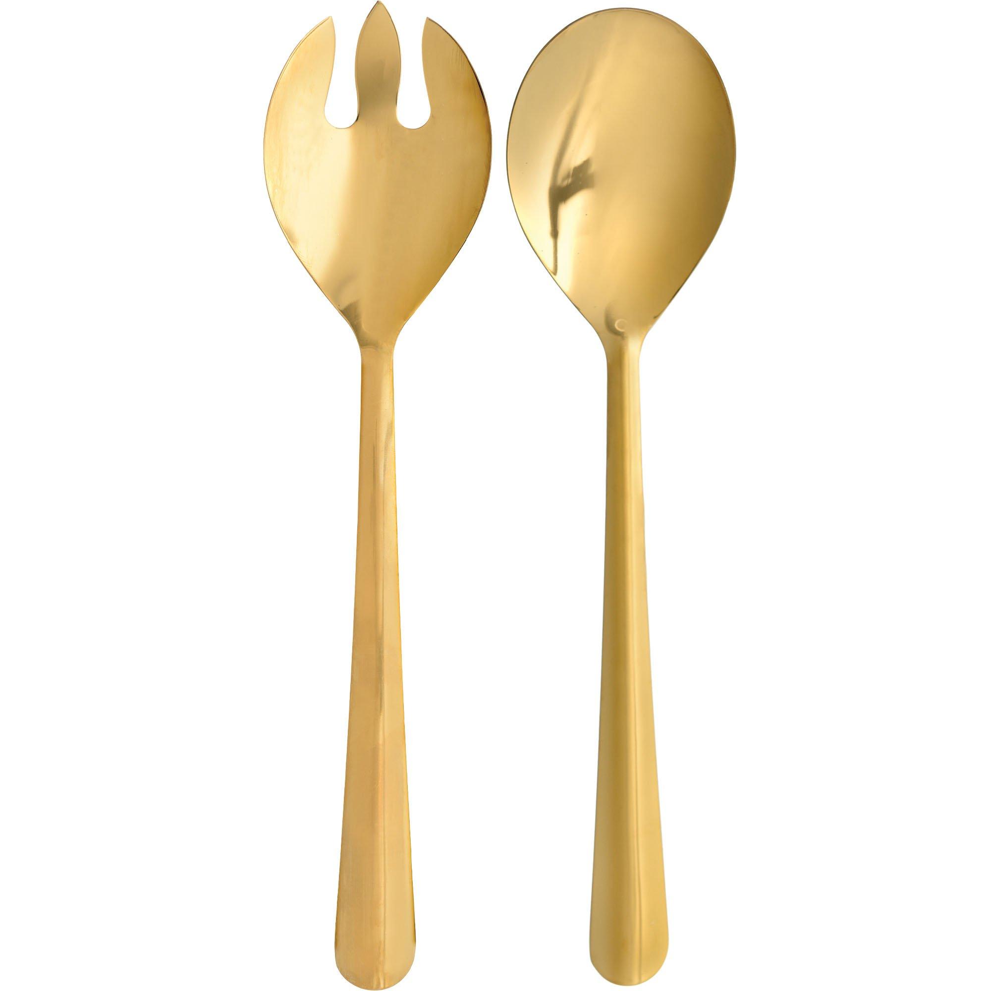 Gold Stainless Steel Fork & Spoon Serving Set, 2ct | Party City