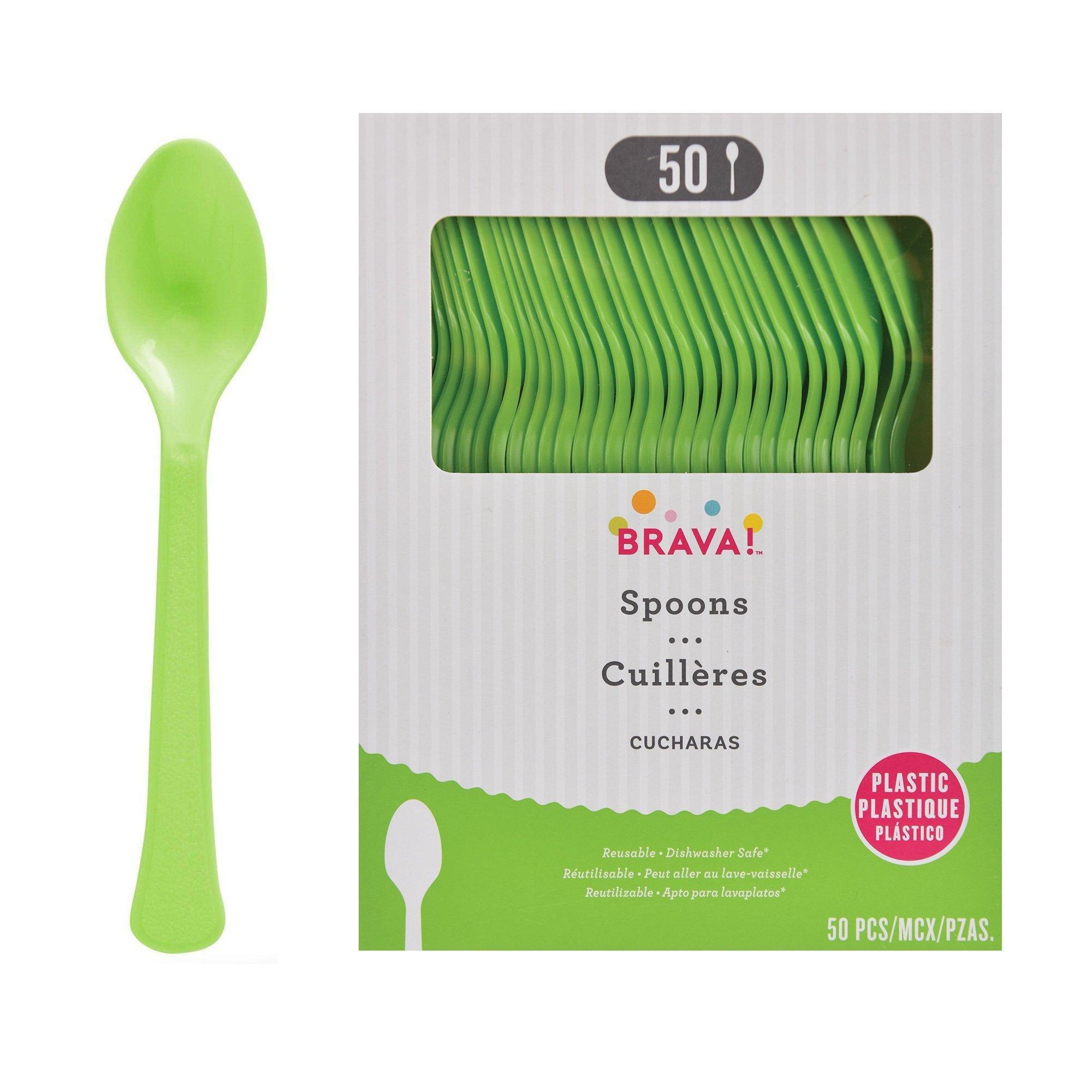 Kiwi Green Plastic Spoons, 50ct | Party City