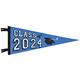 Blue Class of 2024 Graduation Felt Pennant Flag, 30in x 11.4in