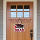 Red Congrats Grad MDF Hanging Sign, 10.15in x 7.6in
