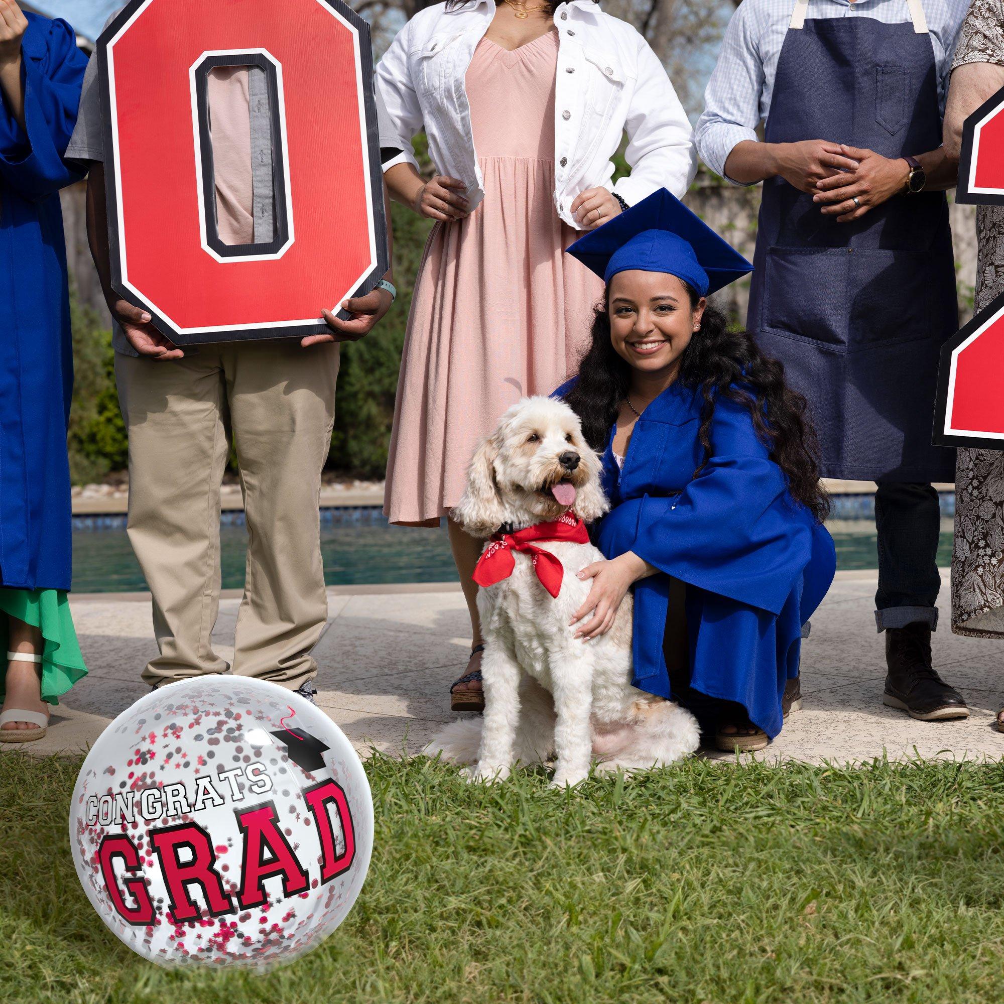 Red Congrats Grad Confetti Beach Ball, 16in