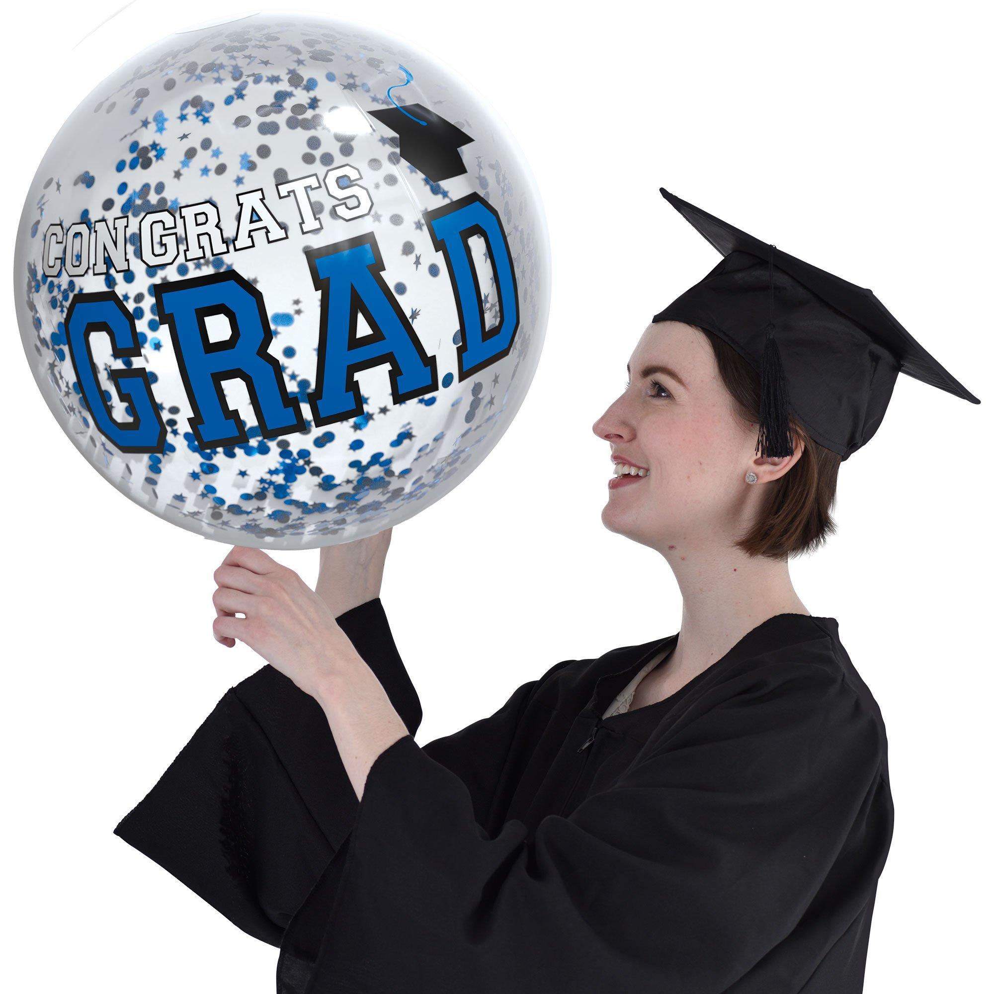 Blue Congrats Grad Confetti Beach Ball, 16in