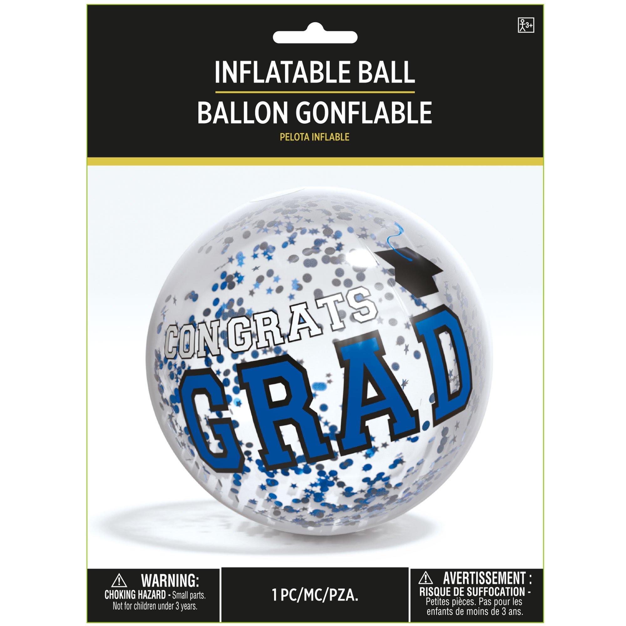 Blue Congrats Grad Confetti Beach Ball, 16in