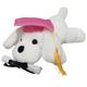 Pink Graduation Cap & Diploma Lying White Dog Plush, 8.5in