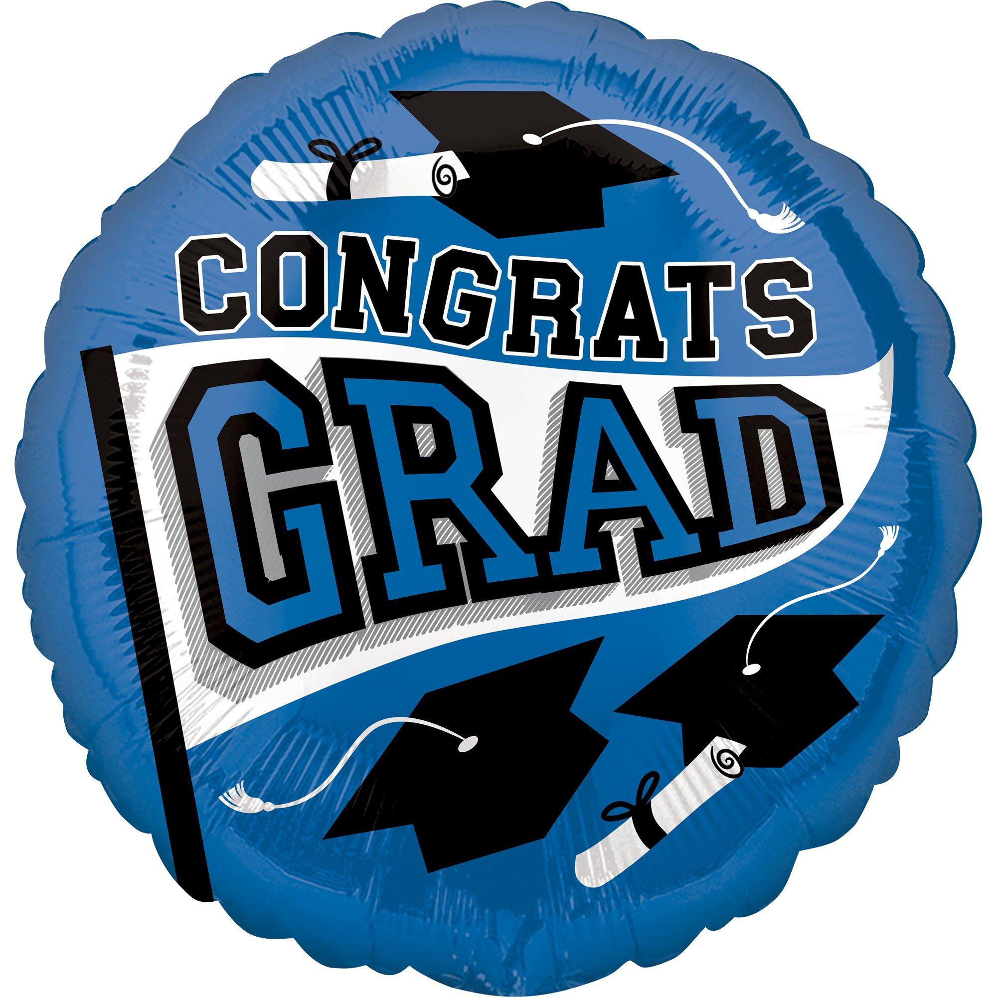 Blue Congrats Grad Foil Balloon, 18in - True to Your School
