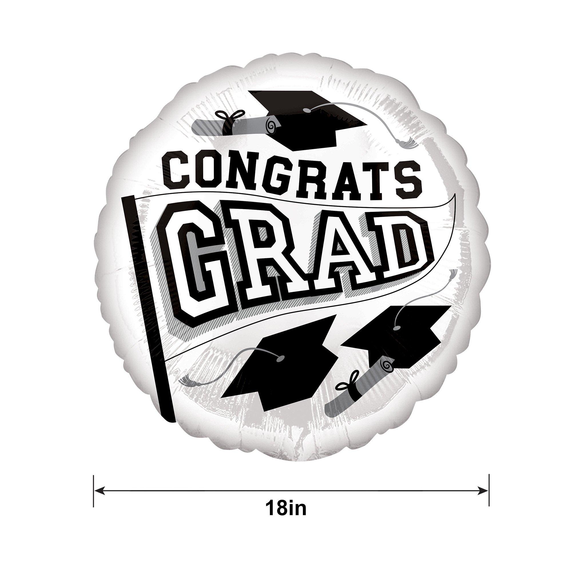 White Congrats Grad Foil Balloon, 18in - True to Your School