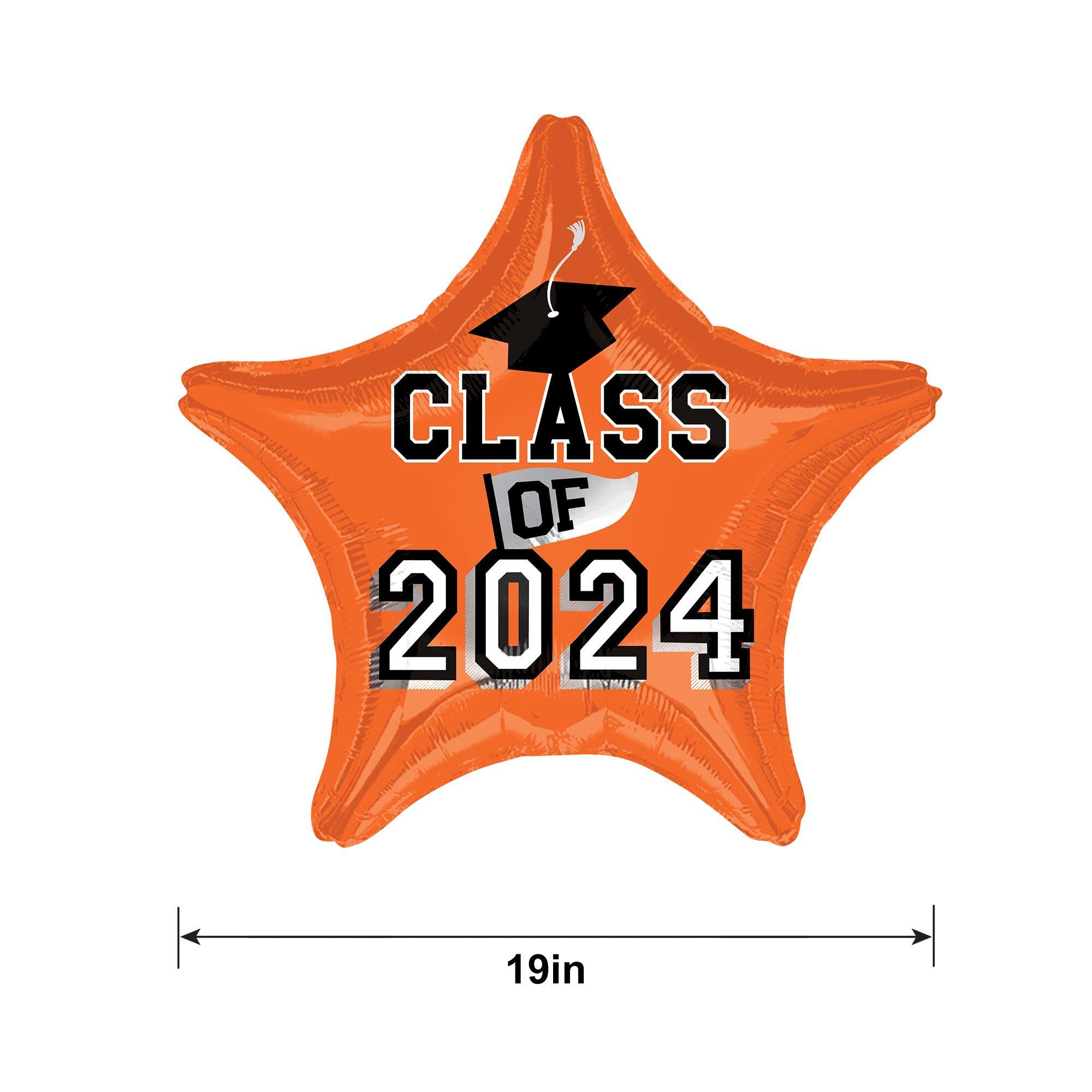 Orange Class of 2024 Graduation Star Foil Balloon, 19in