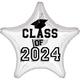 White Class of 2024 Graduation Star Foil Balloon, 19in