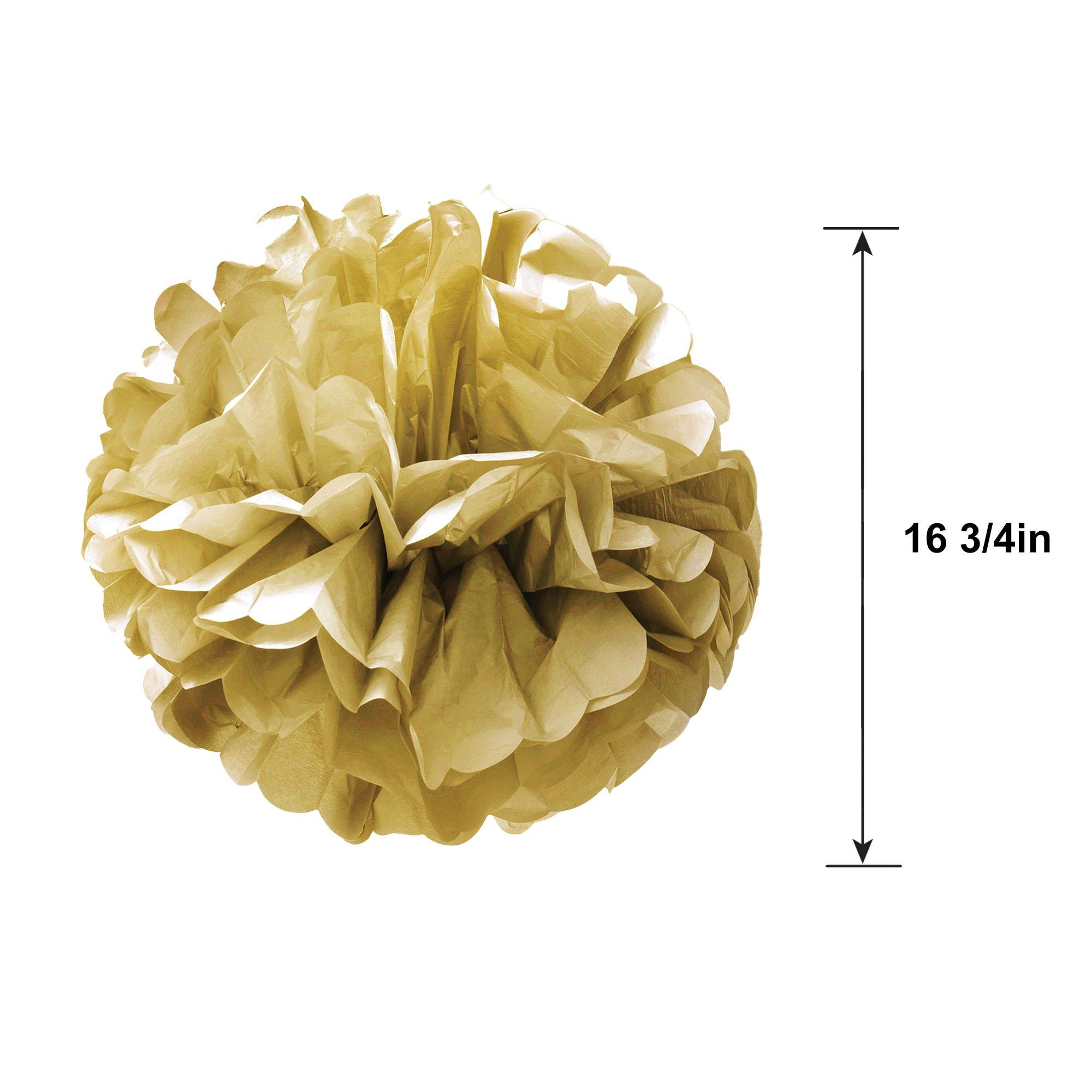 Rounded Gold Tissue Pom Poms, 16 3/4in, 3ct