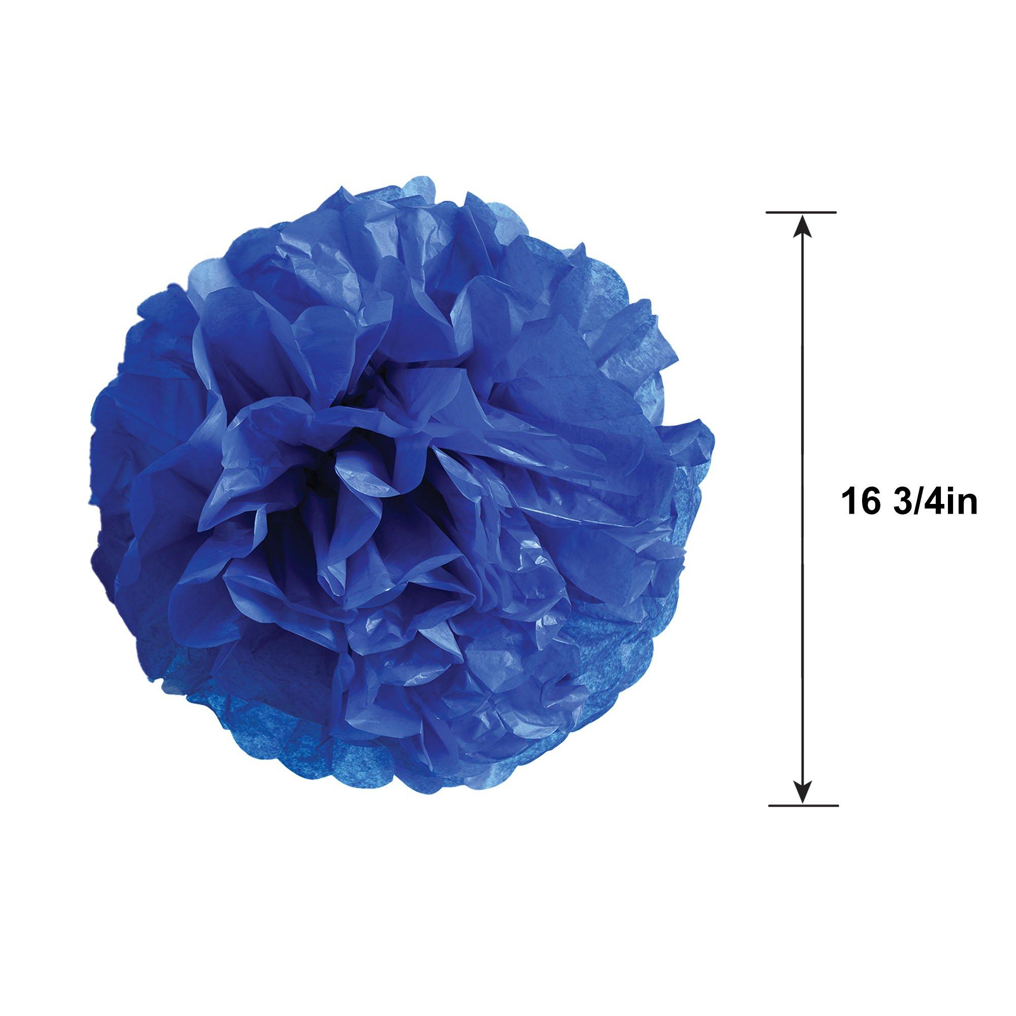 Rounded Royal Blue Tissue Pom Poms, 16 3/4in, 3ct