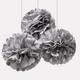 Rounded Silver Tissue Pom Poms, 16 3/4in, 3ct