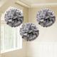 Rounded Silver Tissue Pom Poms, 16 3/4in, 3ct
