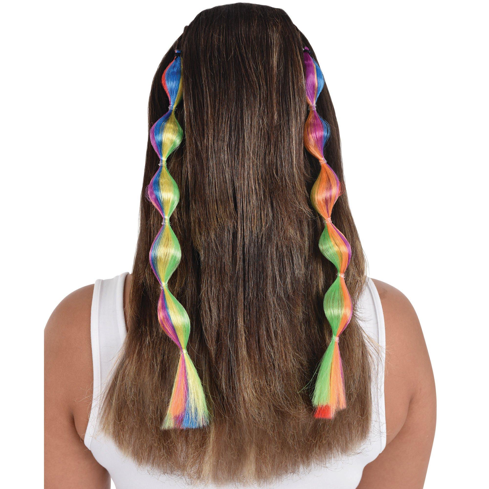Rainbow Bubble Braid Hair Extensions, 2pc