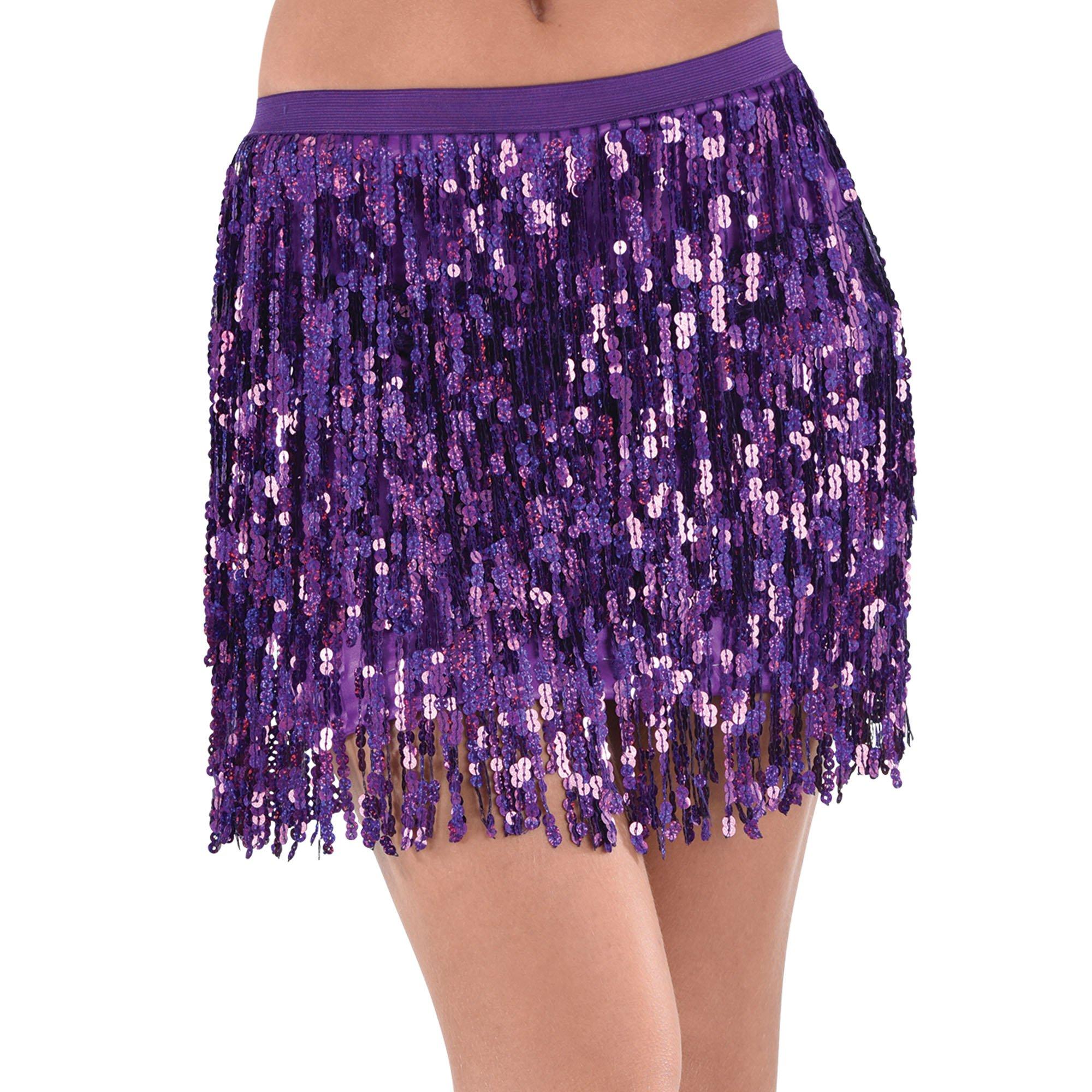 Adult Purple Sequin Skirt | Party City