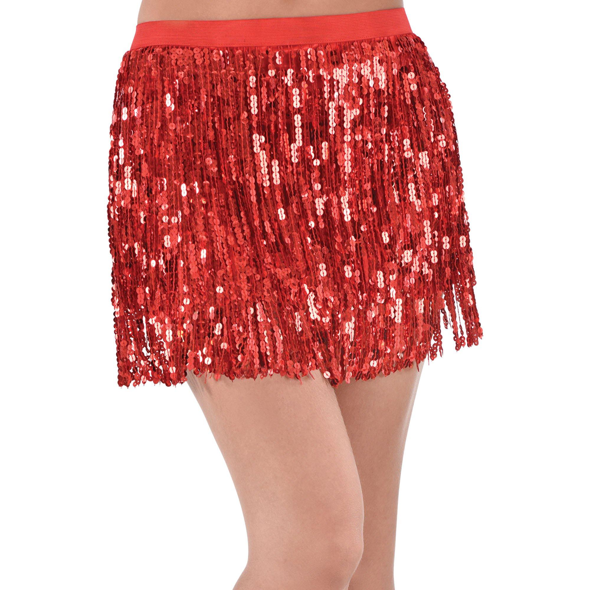 Amscan Adult Red Sparkle Sequin Skirt 1 ct