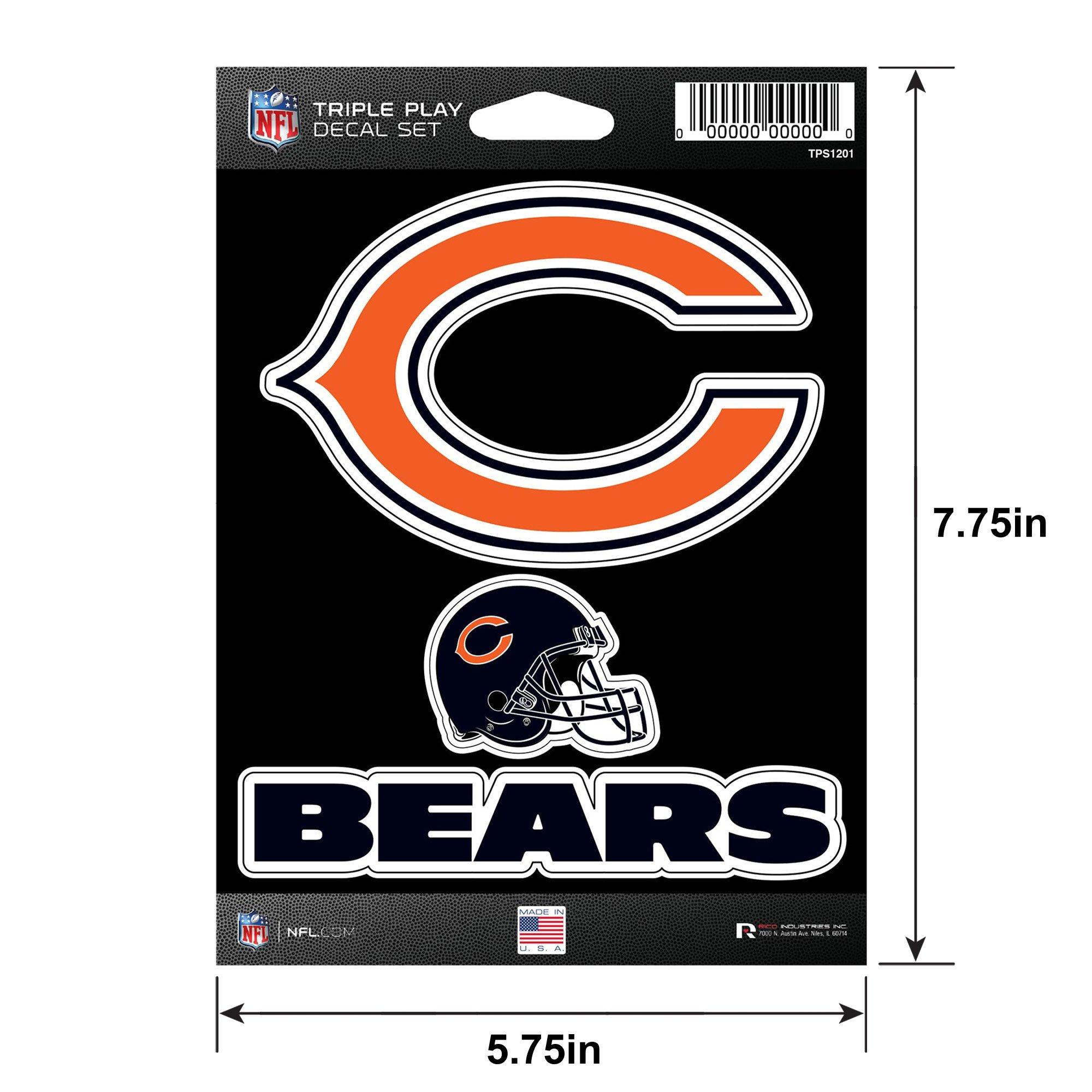 Chicago Bears Triple Play Decal Set, 3pc