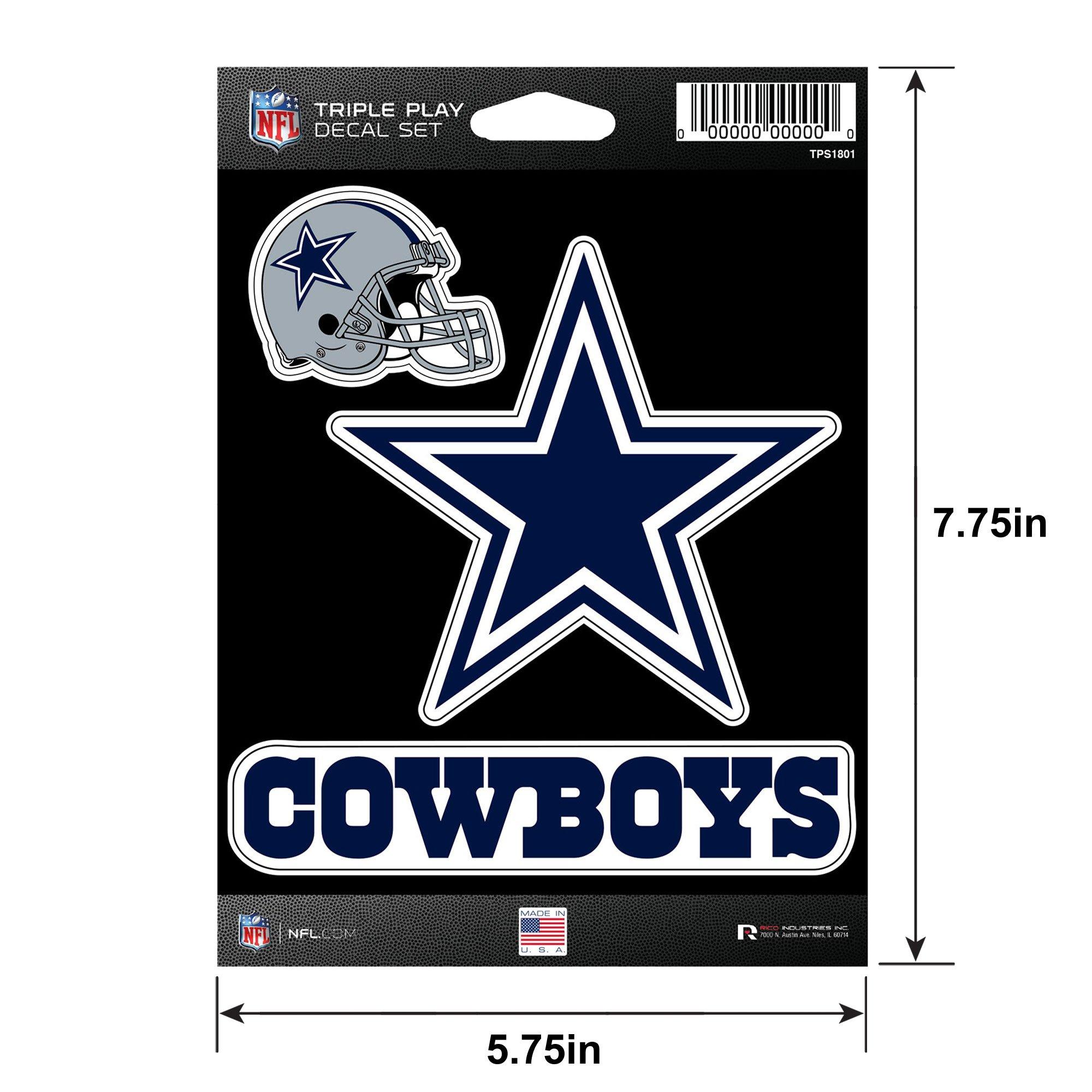 Dallas Cowboys Triple Play Decal Set, 3pc