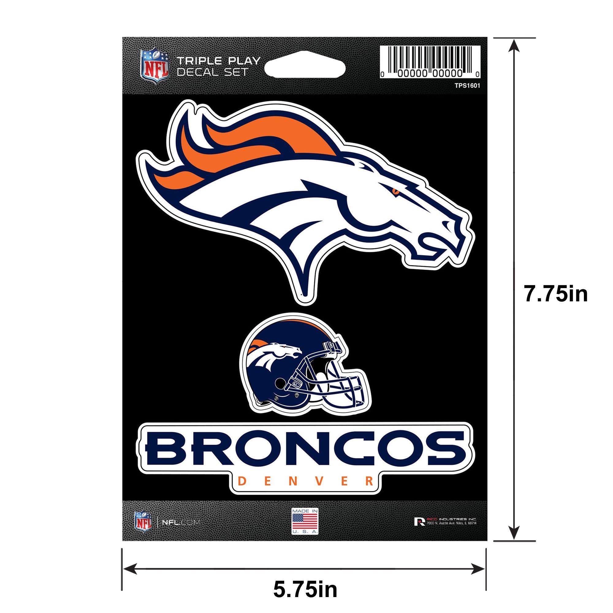 Denver Broncos Triple Play Decal Set, 3pc