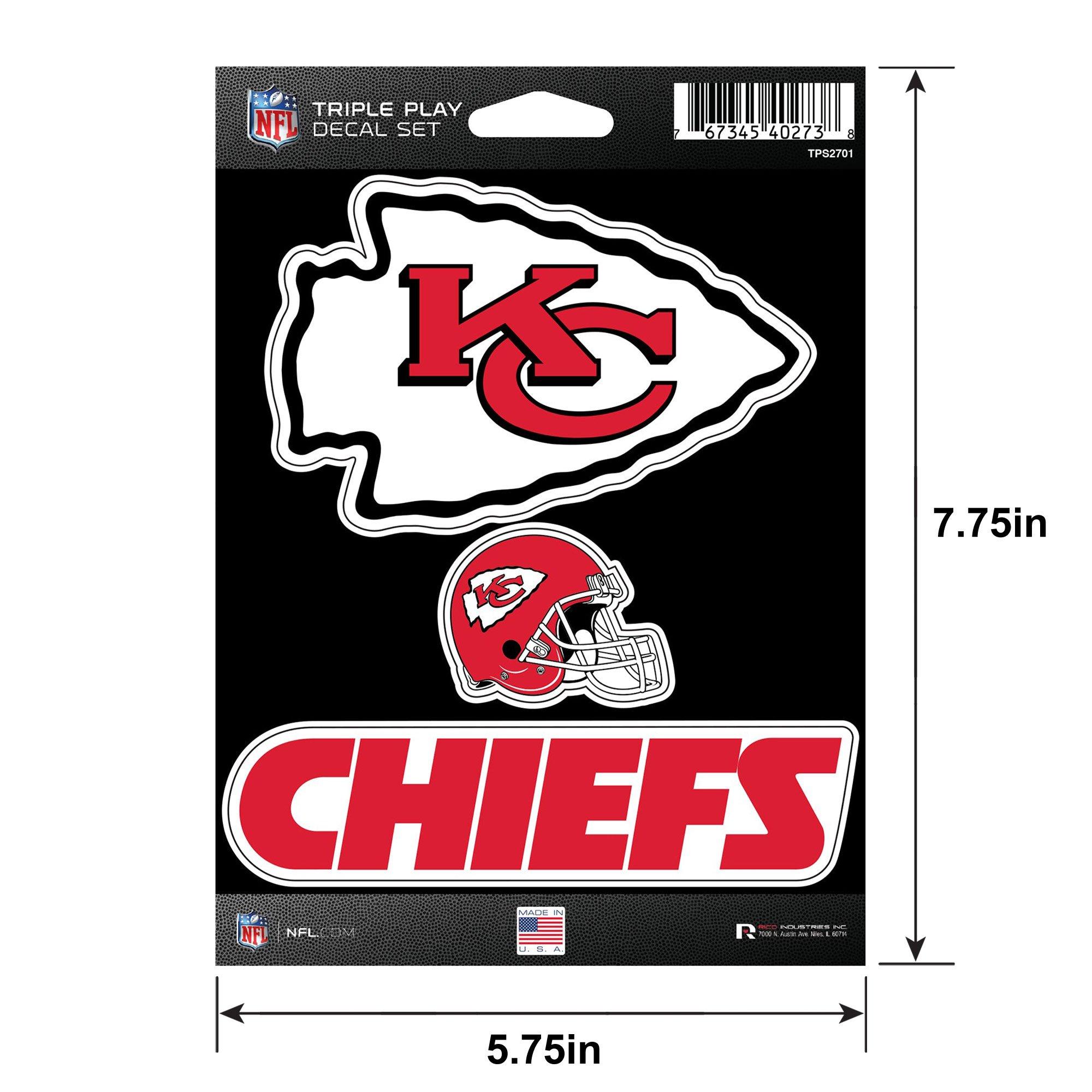 Kansas City Chiefs Triple Play Decal Set, 3pc