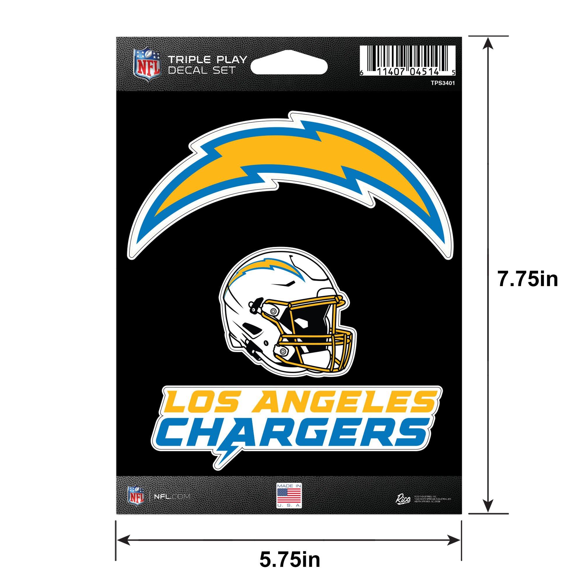 Los Angeles Chargers Triple Play Decal Set, 3pc