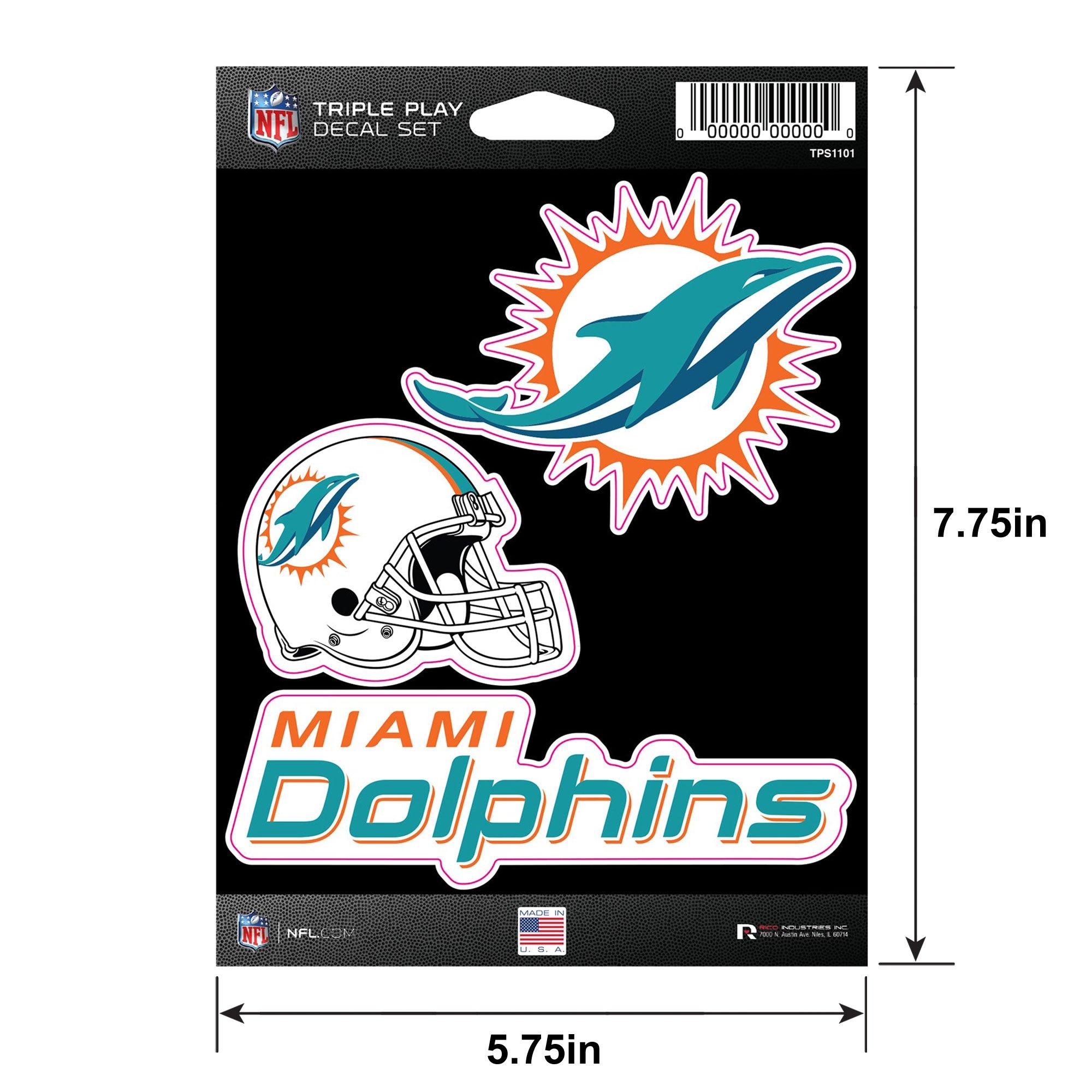 Miami Dolphins Triple Play Decal Set, 3pc