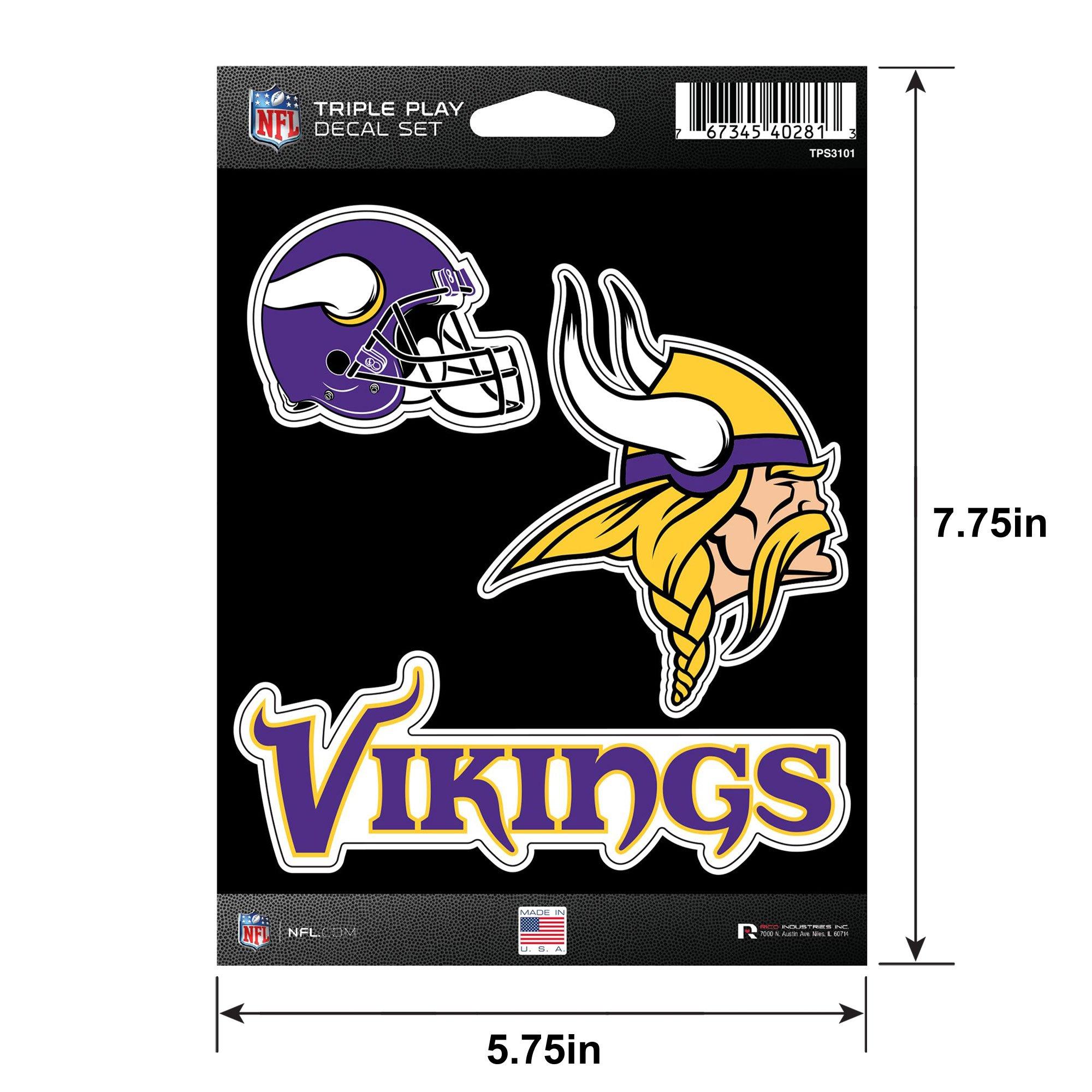 Minnesota Vikings Triple Play Decal Set, 3pc