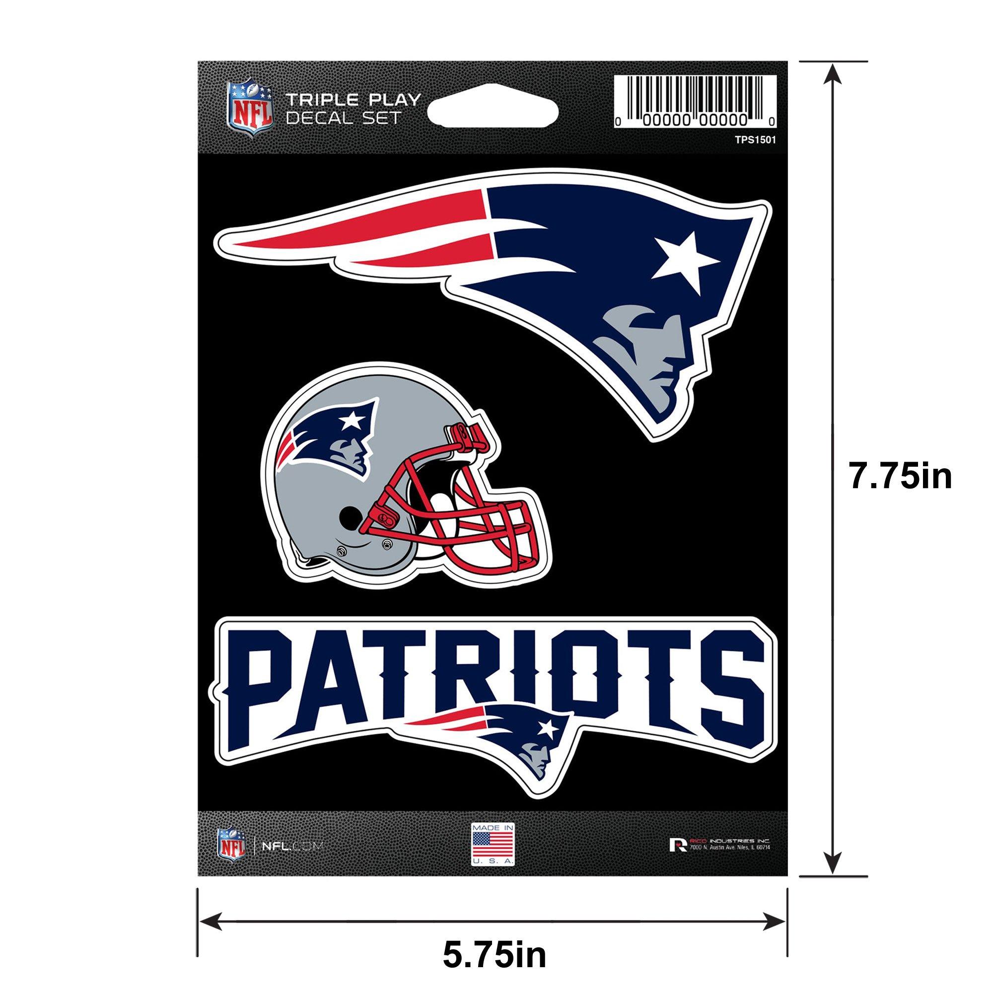 New England Patriots Triple Play Decal Set, 3pc