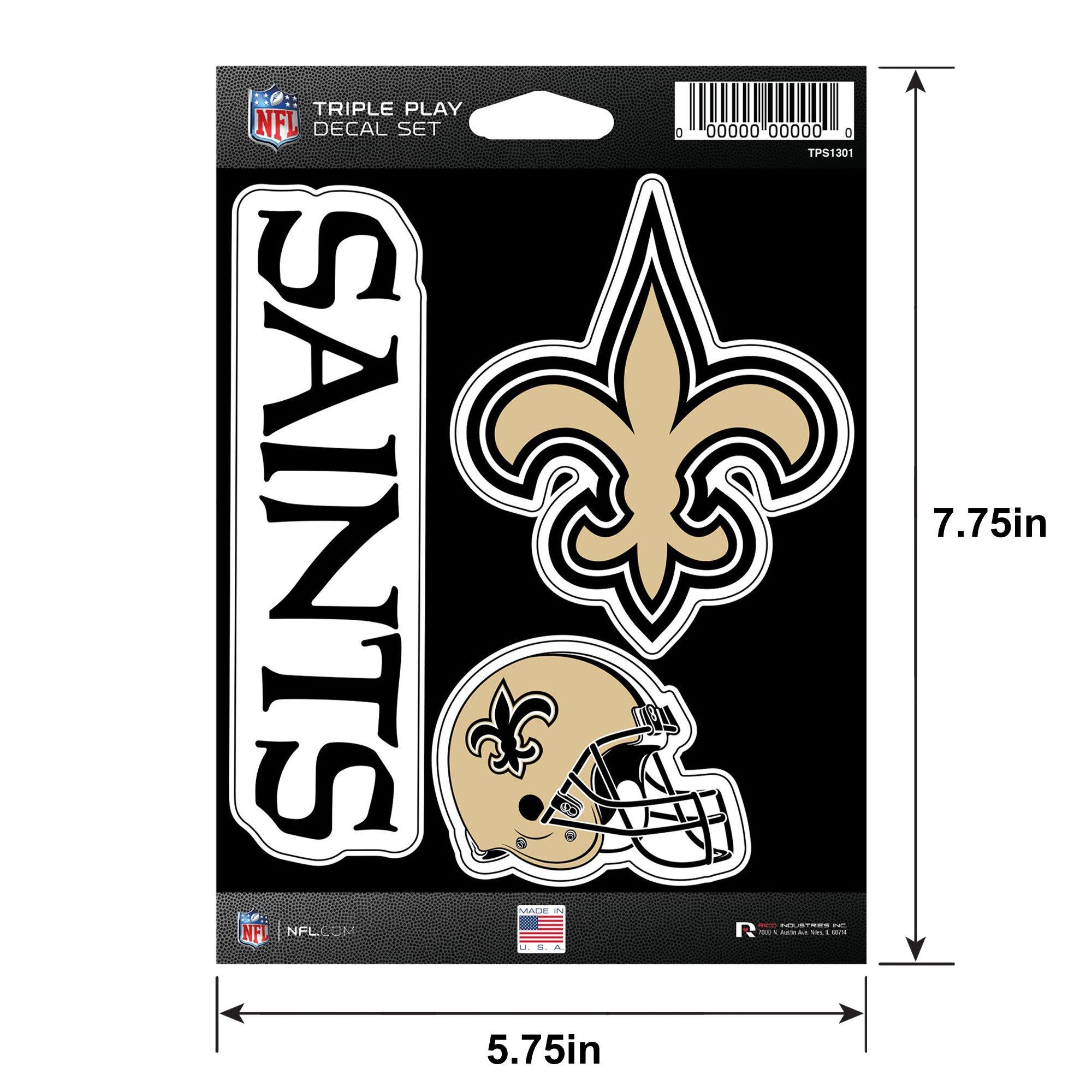 New Orleans Saints Triple Play Decal Set, 3pc