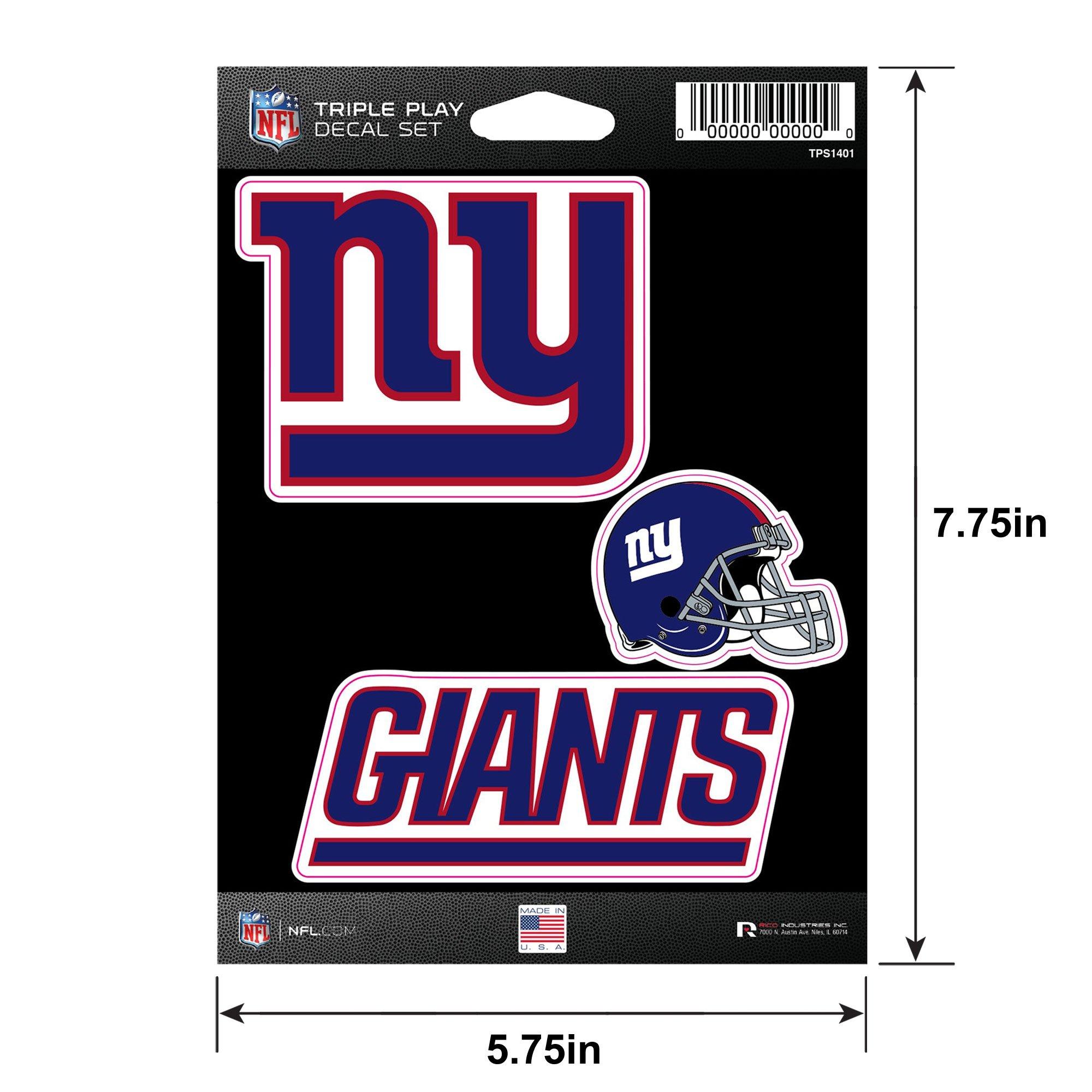 New York Giants Triple Play Decal Set, 3pc