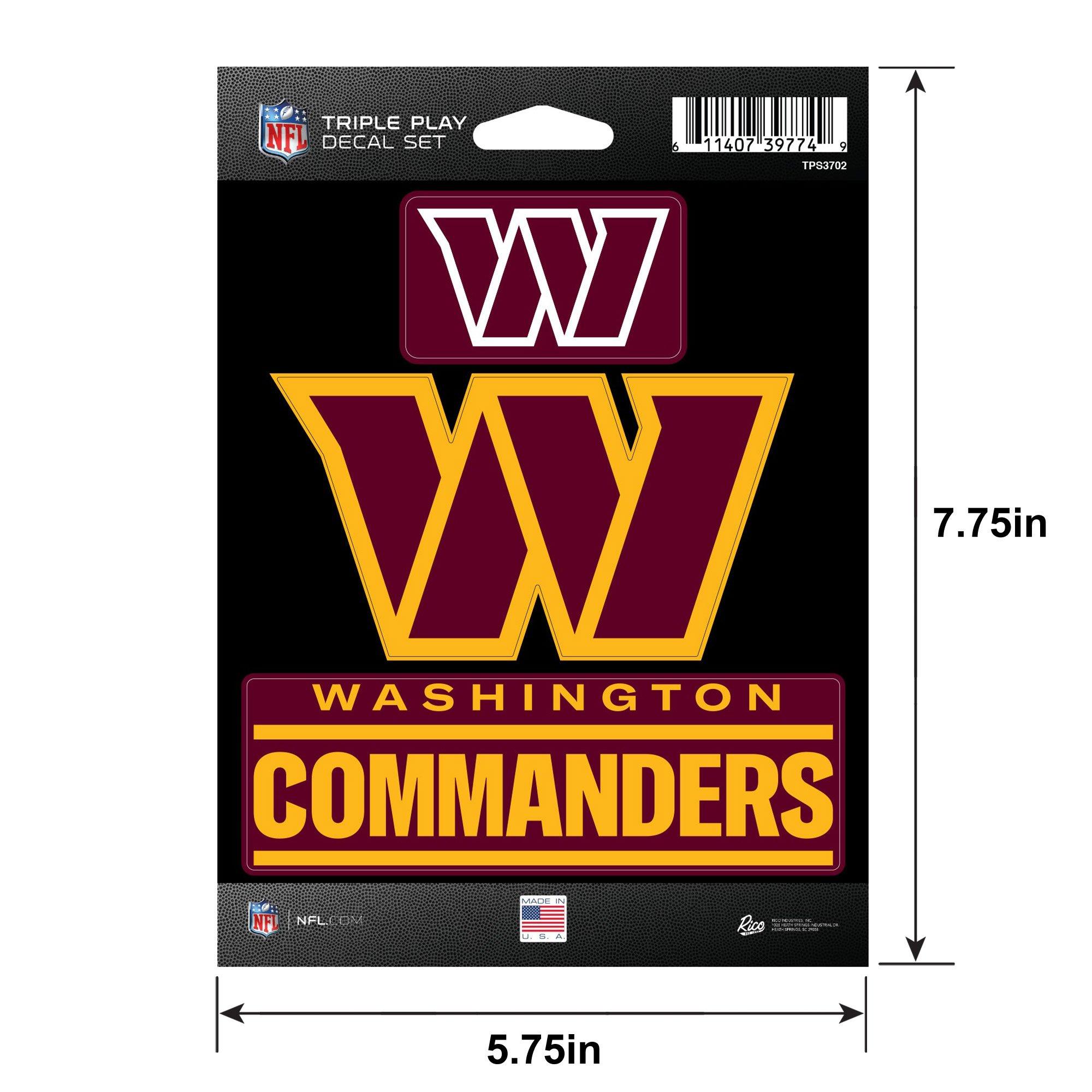 Washington Commanders Triple Play Decal Set, 3pc