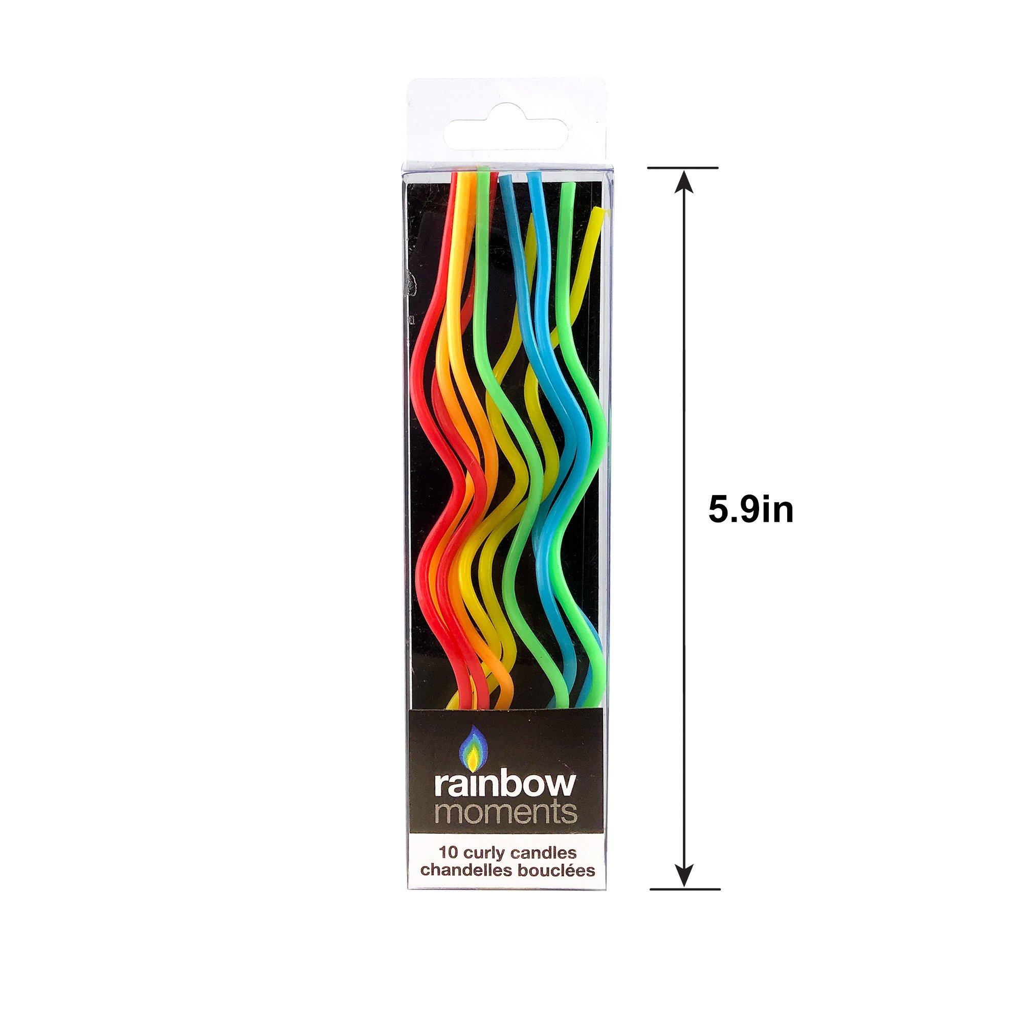 Rainbow Curly Birthday Candles, 5.9in, 10ct