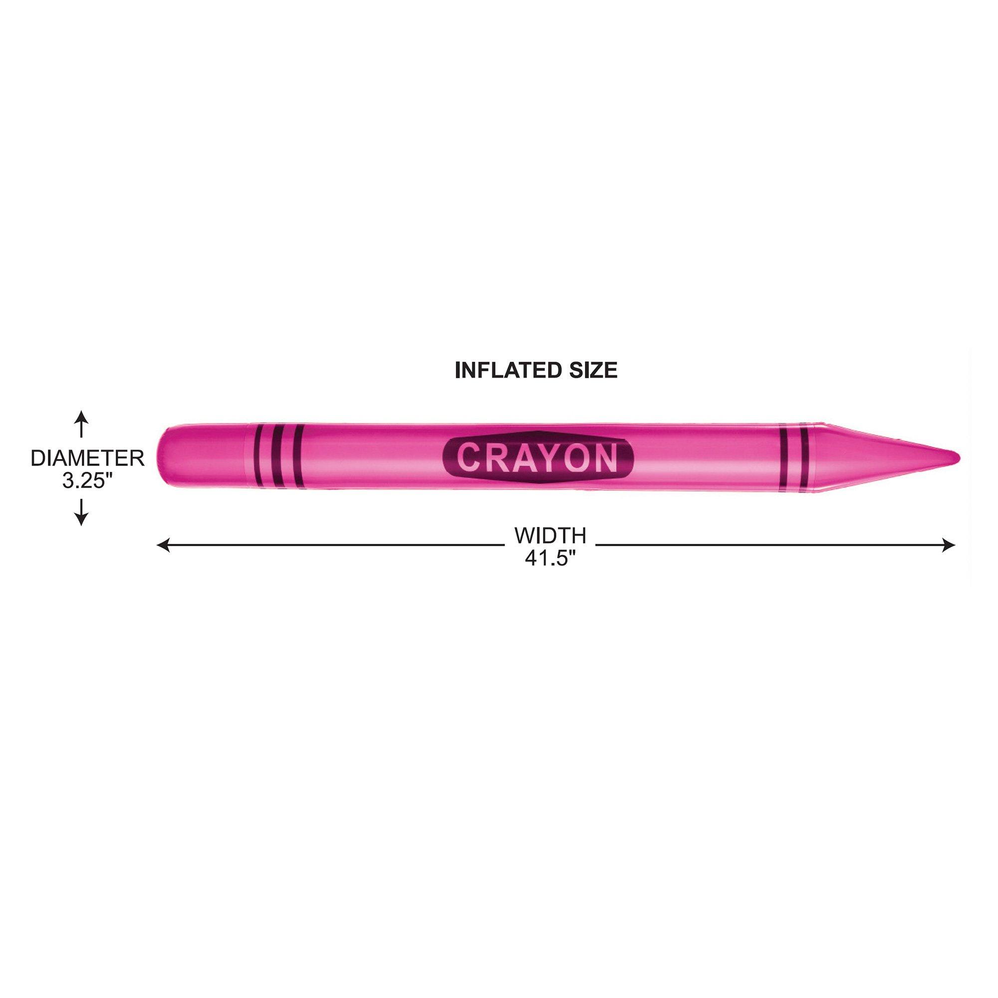 Inflatable Bright Pink Plastic Crayon, 41.5in