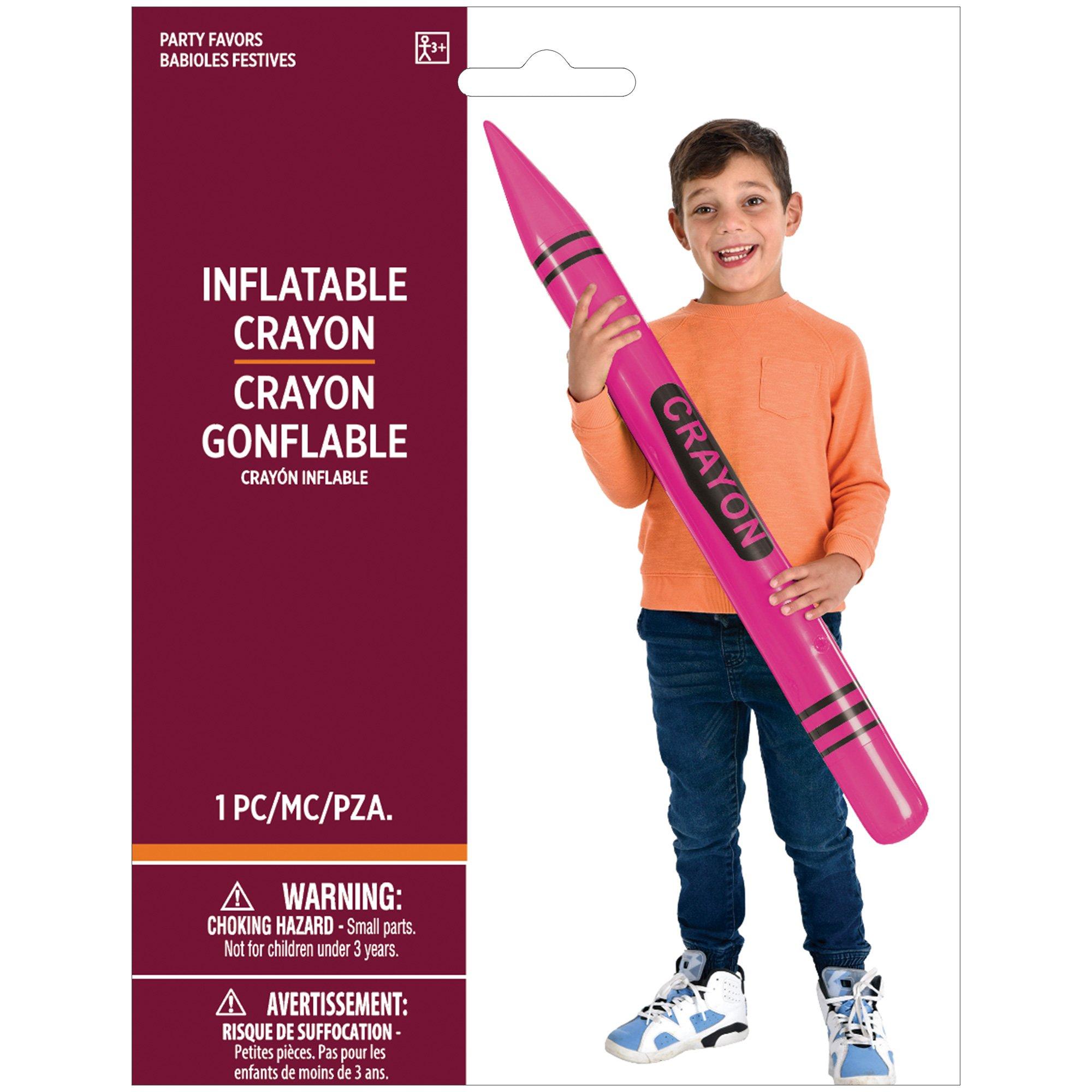 Inflatable Bright Pink Plastic Crayon, 41.5in