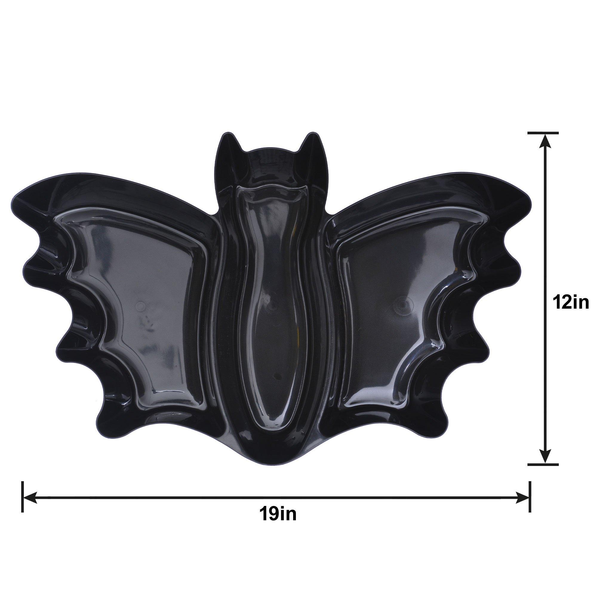 Black Halloween Bat Plastic Platter, 5.2qt