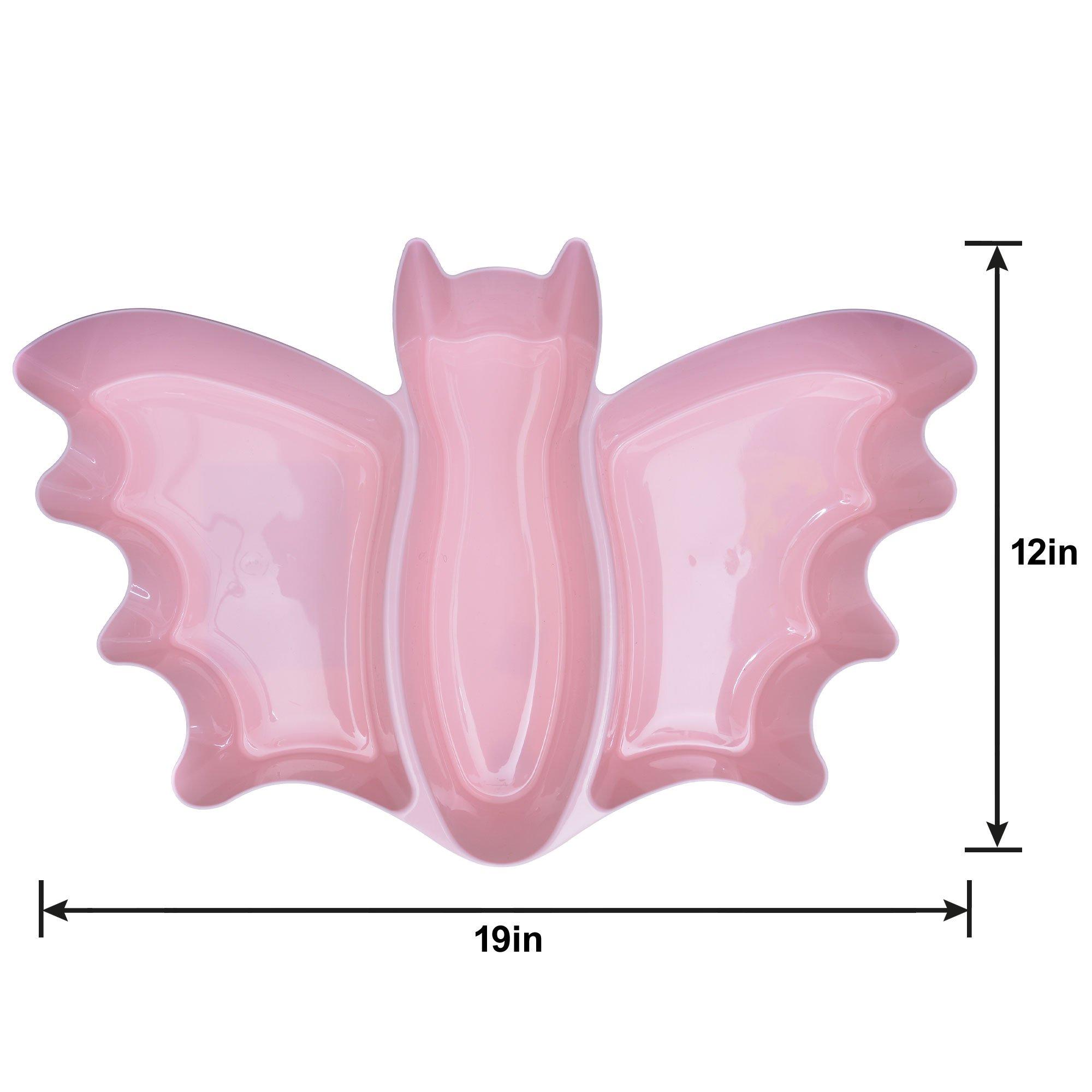 Pastel Halloween Pink Bat Plastic Platter, 5.2qt