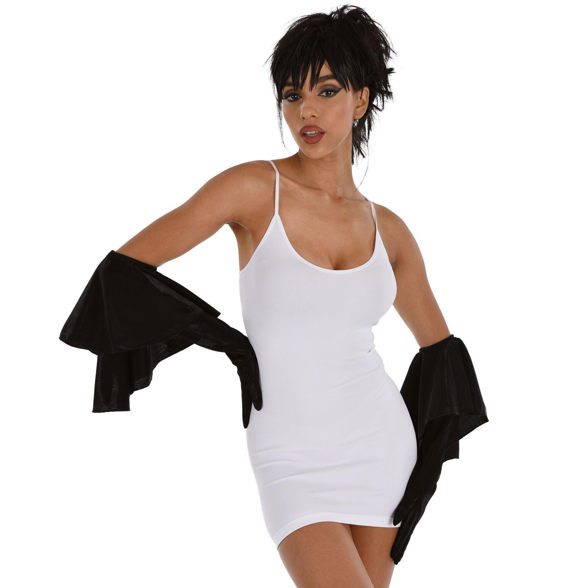 Iridescent Long Black Gloves with Sleeves