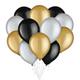 Black, Silver, & Gold Latex Balloon Bouquet, 12pc