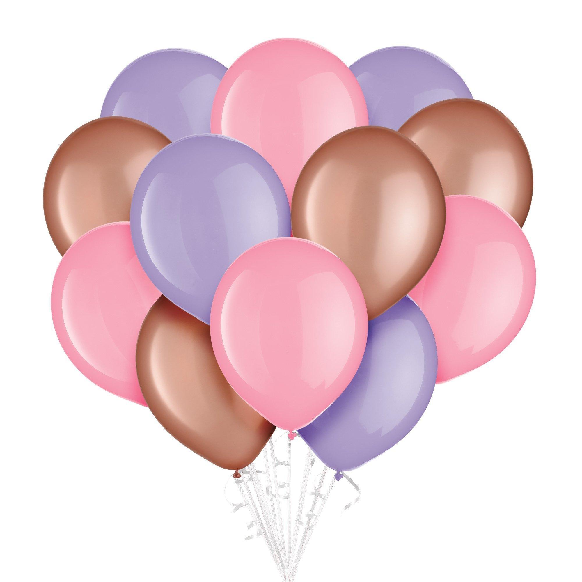 Lavender, Pink, & Rose Gold Latex Balloon Bouquet, 12pc