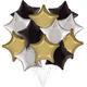 Black, Silver, & Gold Star Foil Balloon Bouquet, 12pc
