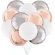 White, Silver, & Rose Gold Round Foil Balloon Bouquet, 12pc