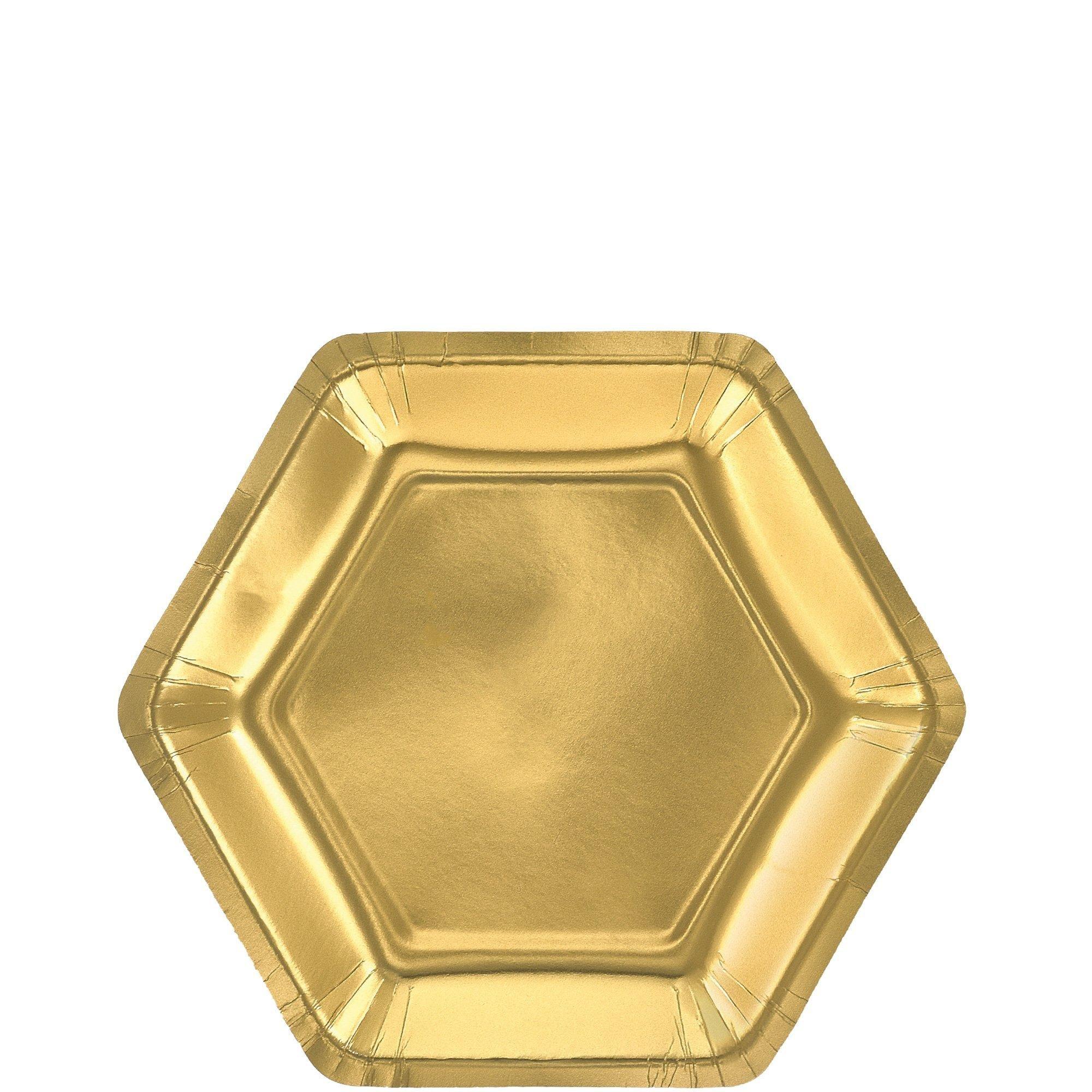 Metallic Hexagonal Paper Dessert Plates, 7in, 8ct