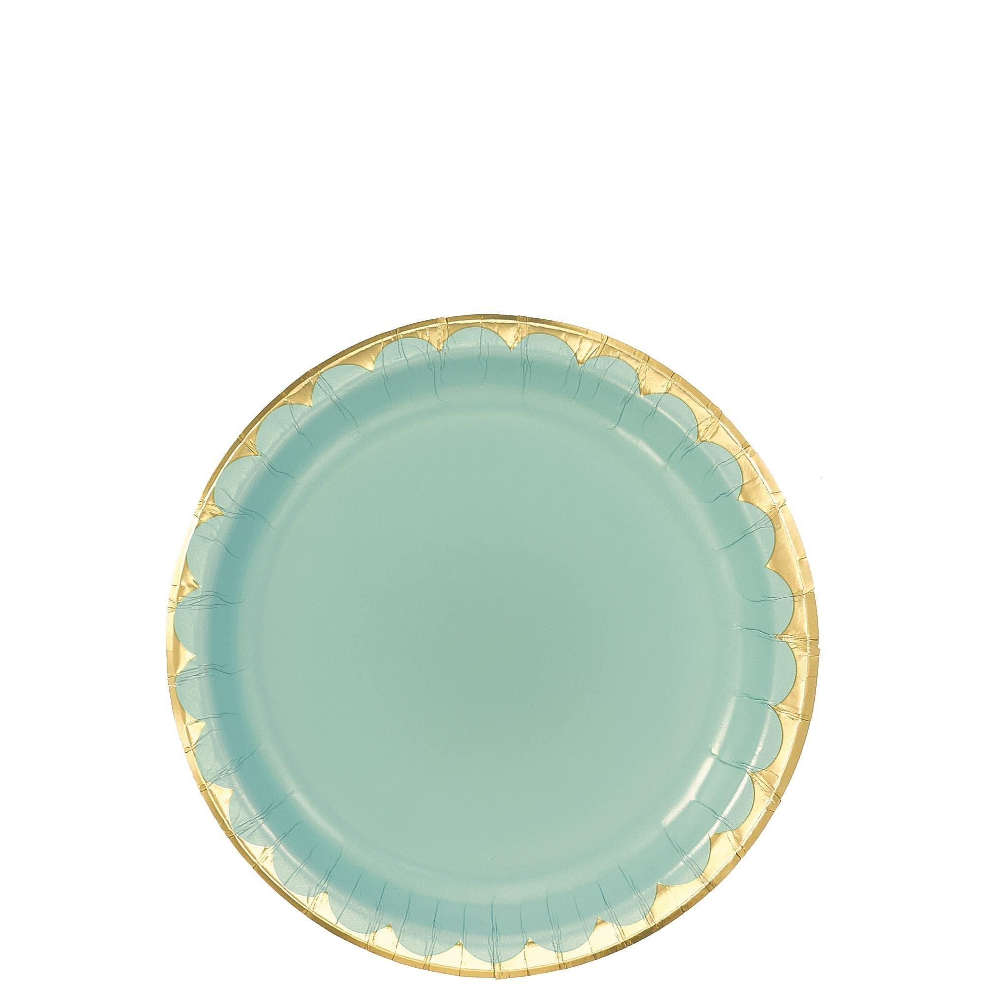 Metallic Gold-Trimmed Scalloped Paper Dessert Plates, 6.75in, 8ct